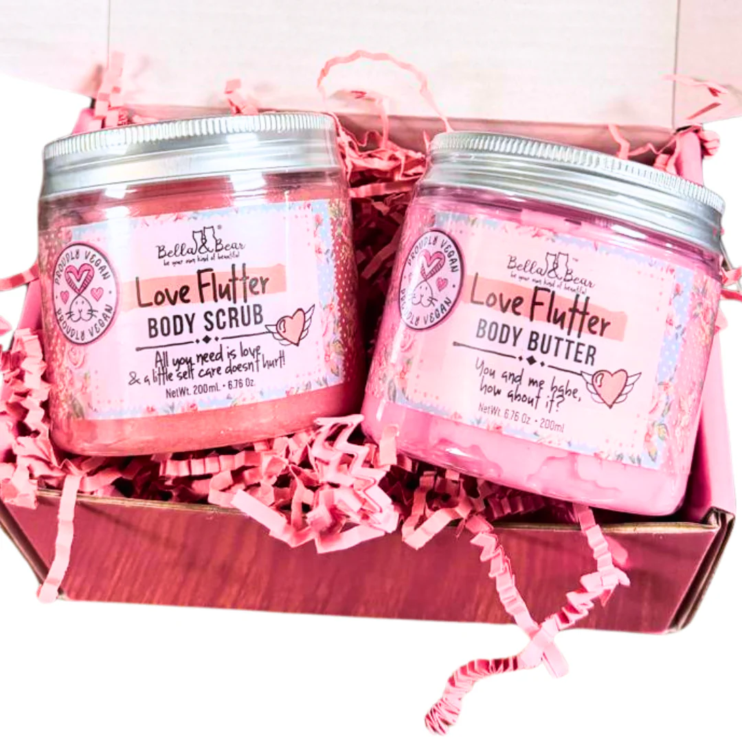 Love Flutter Gift Set | Body Scrub | Body Butter | Women - Image 3