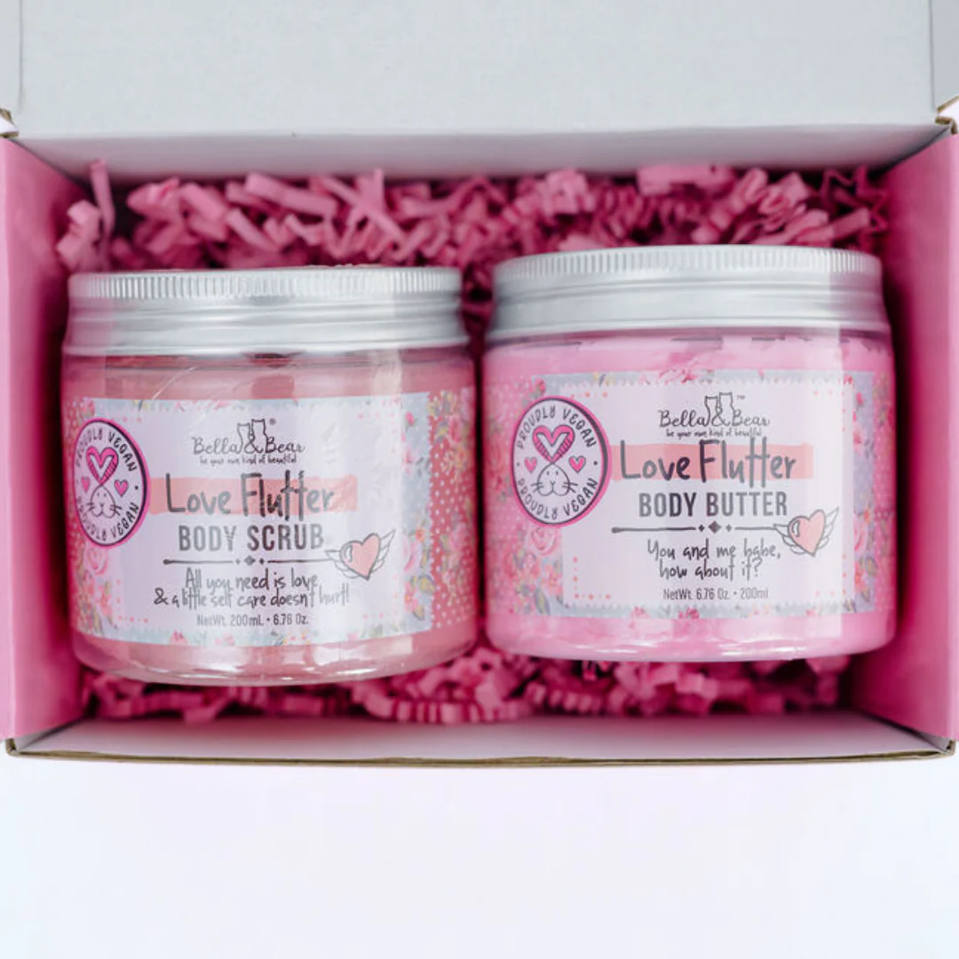 Love Flutter Gift Set | Body Scrub | Body Butter | Women - Image 8