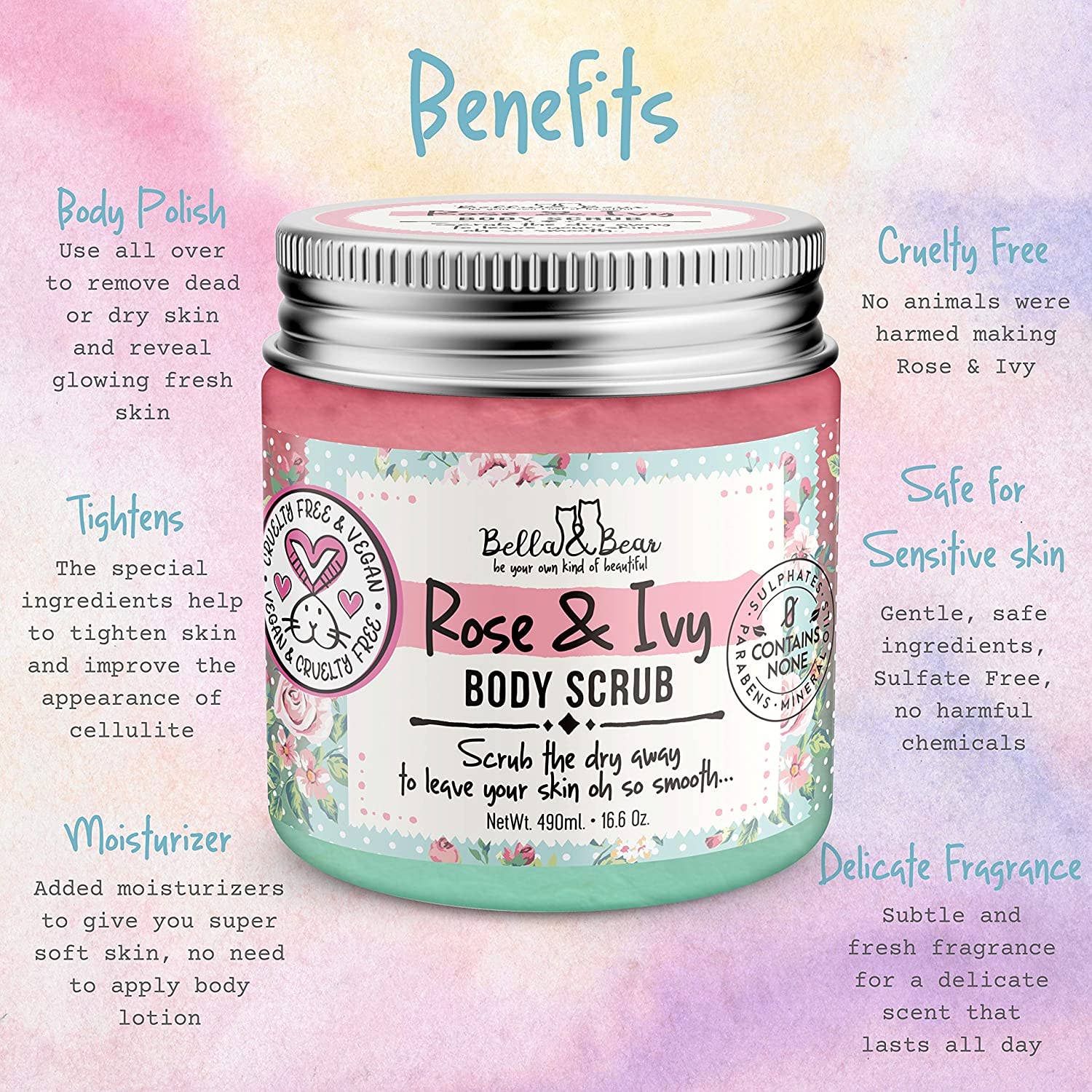 Rose & Ivy Body Scrub Exfoliator & Body Wash & Moisturizer - Image 11