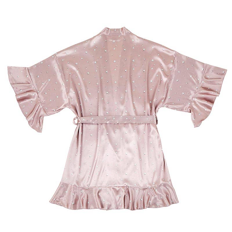 Bella Sleep + Spa - Ruffled Satin Robe - Cotton Blossom - Image 3