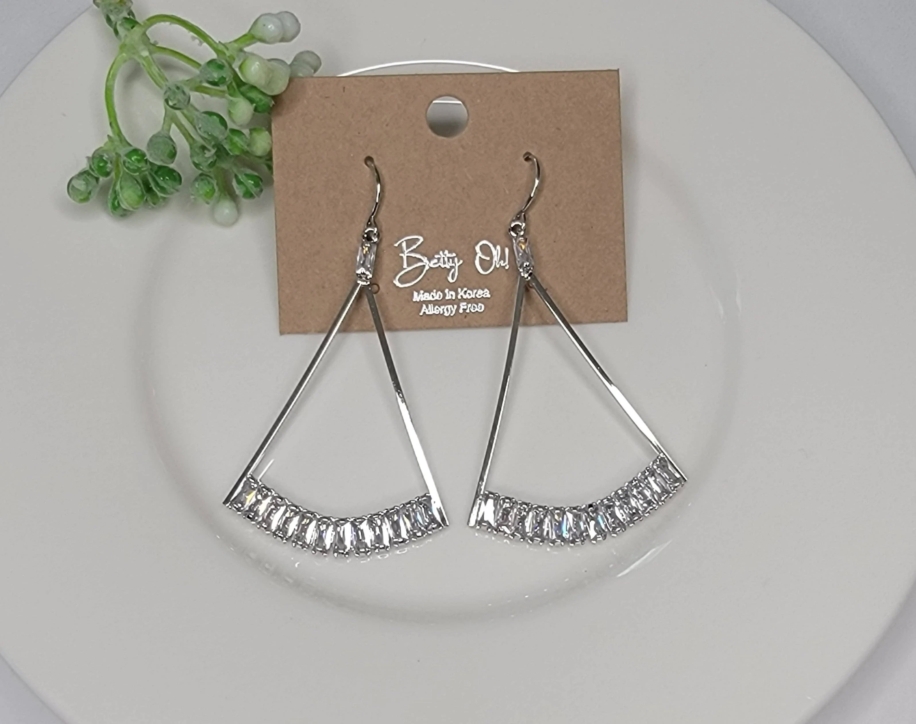 Cz Dangle Earrings - Brass Hook - Image 3