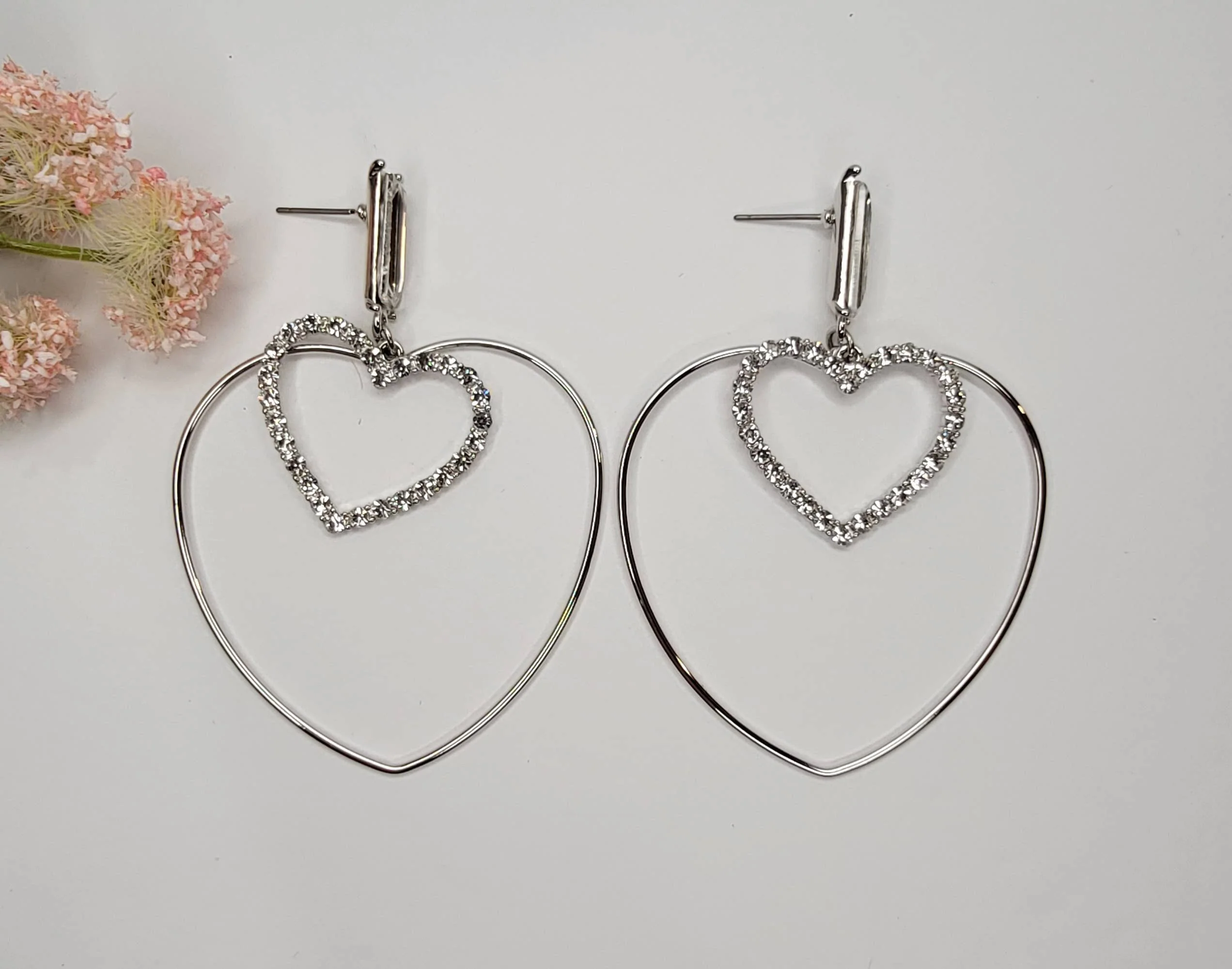 DOUBLE HEART DANGLE EARRINGS - Image 6