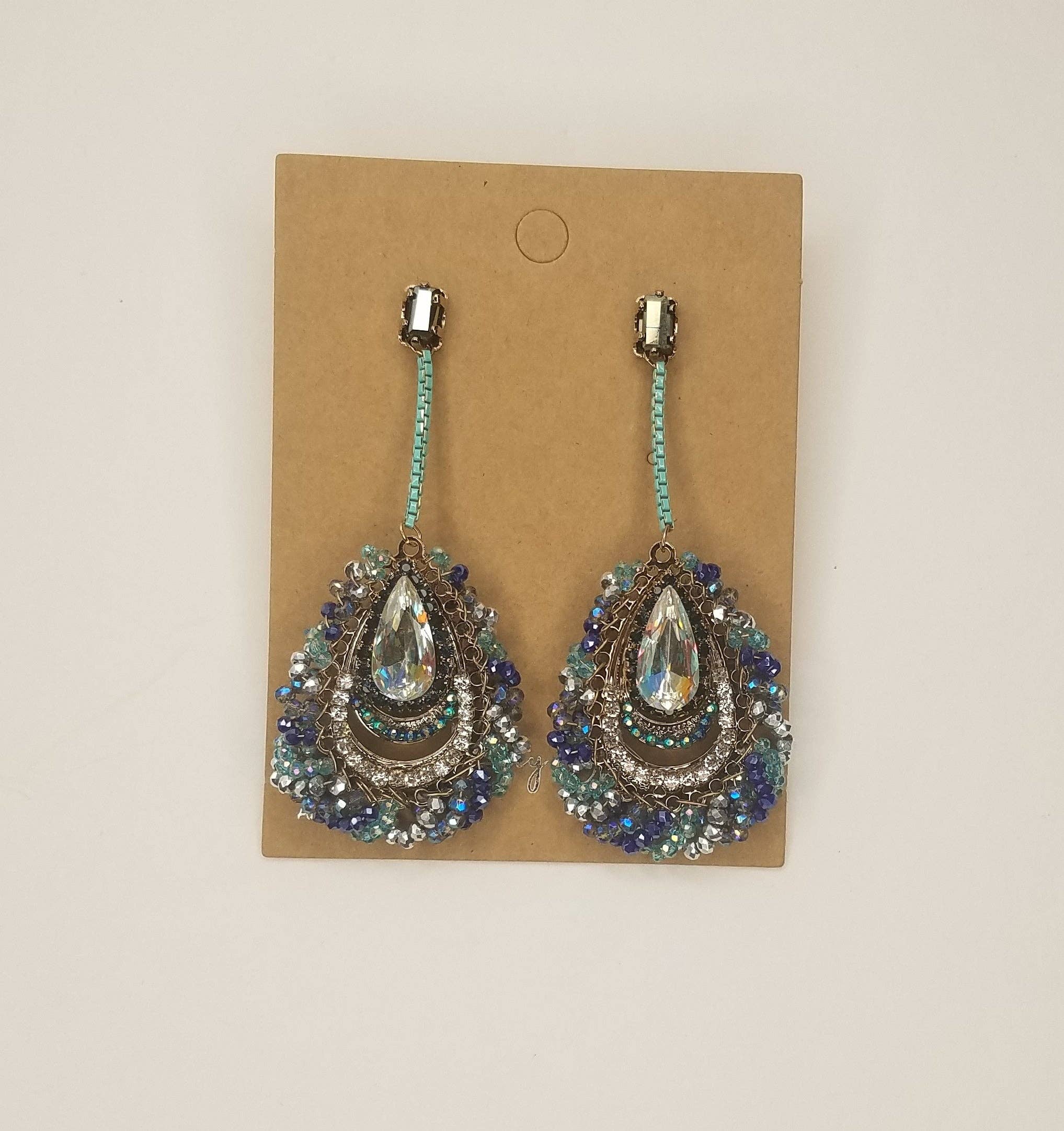 Gem Peacock Hand Made Dangle Earring - Image 3