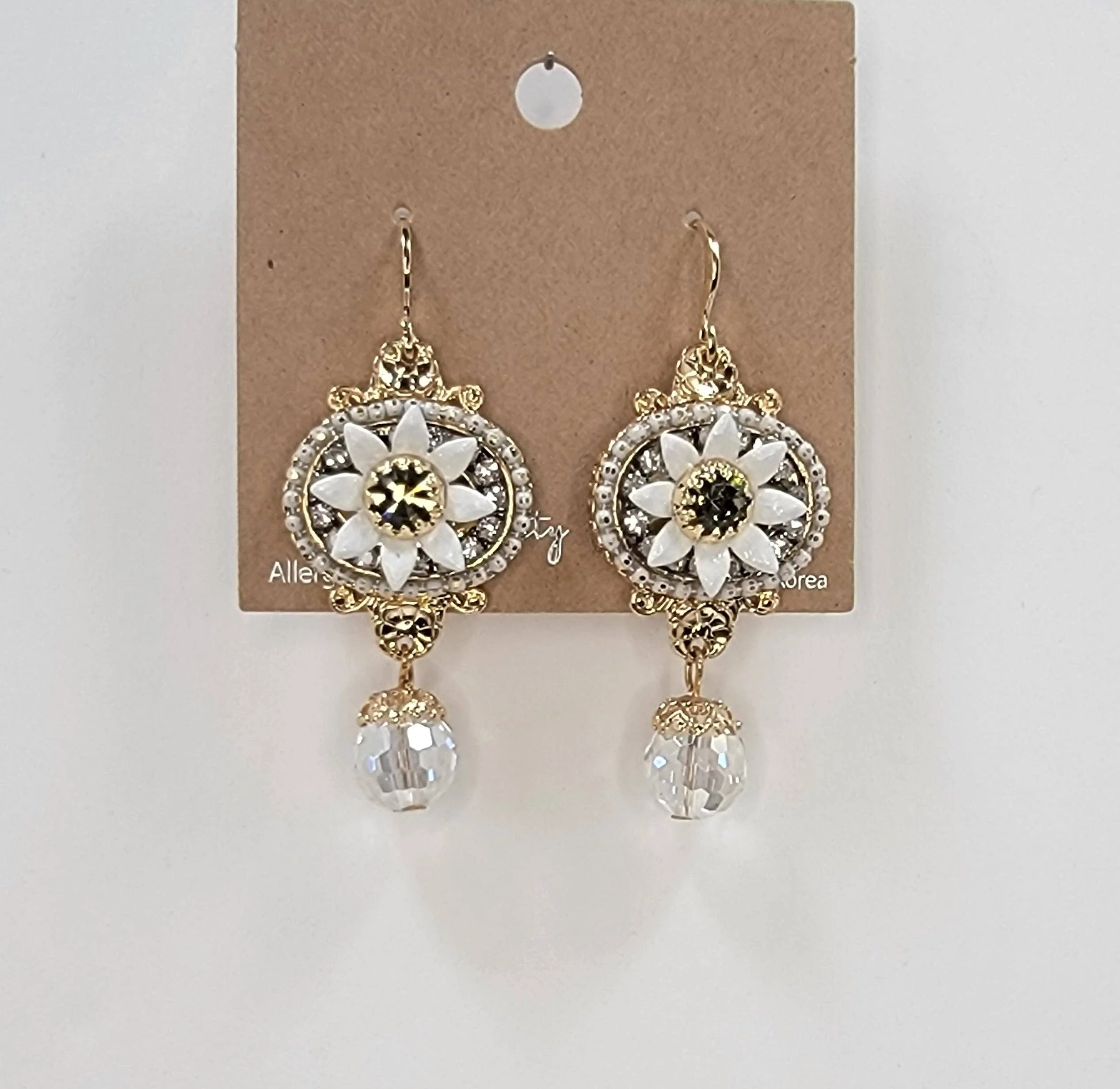 Handmade Daisy Accent With Moonstone Dangle Earrings - Image 3