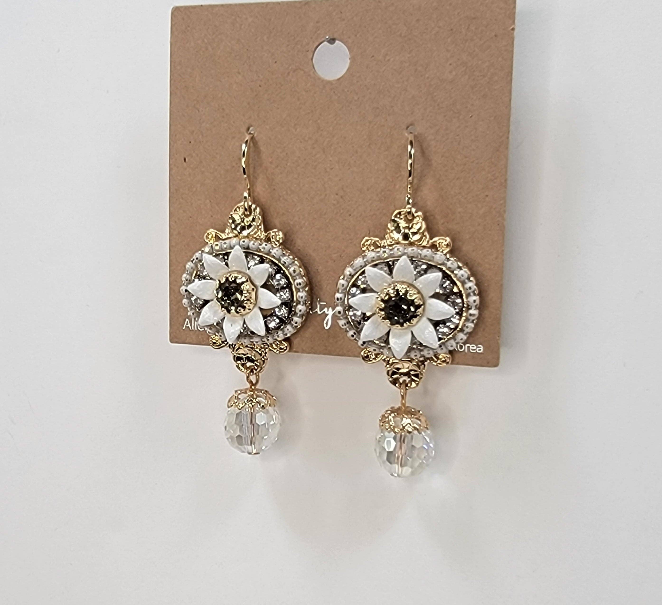 Handmade Daisy Accent With Moonstone Dangle Earrings - Image 4