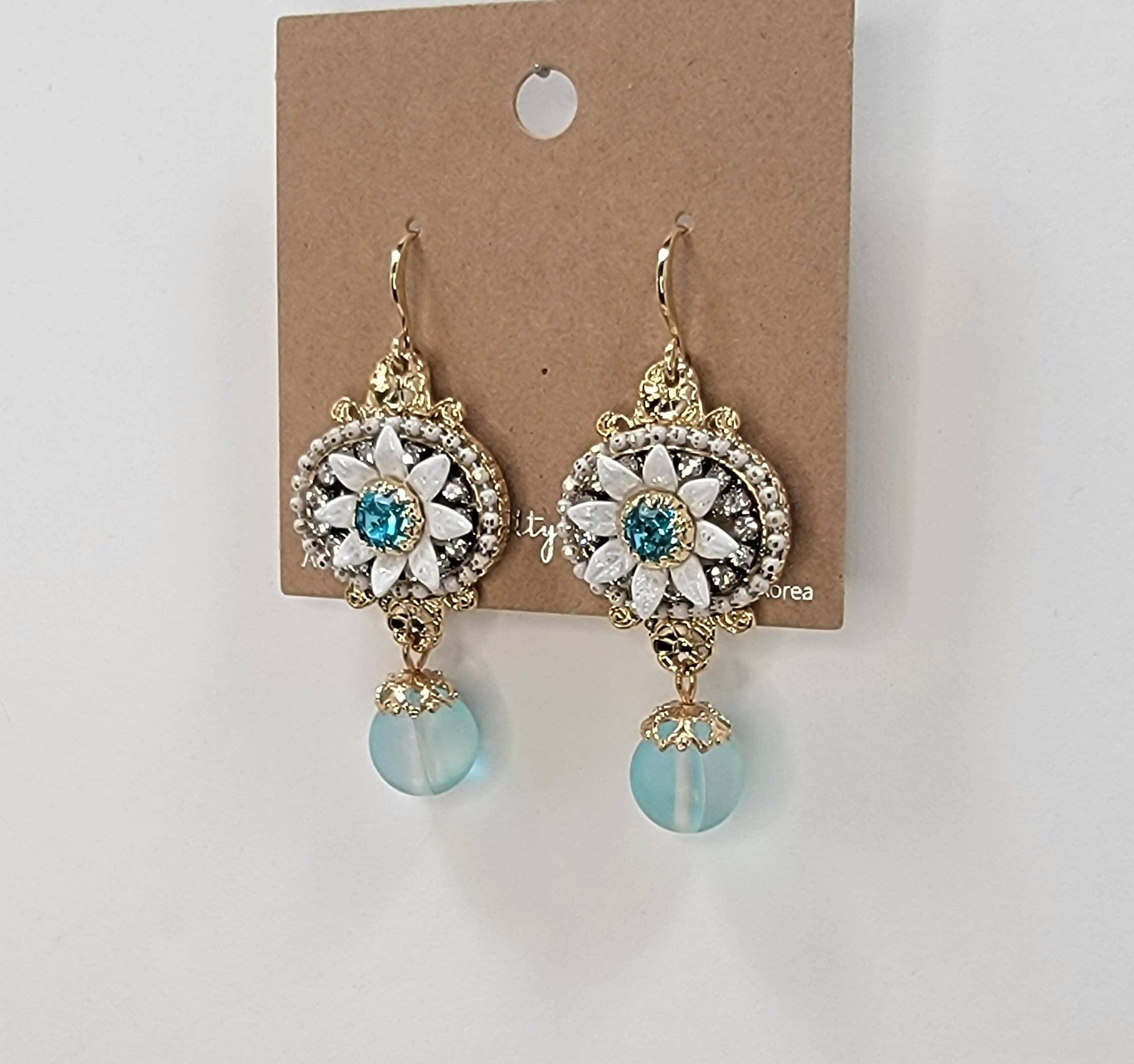 Handmade Daisy Accent With Moonstone Dangle Earrings - Image 7