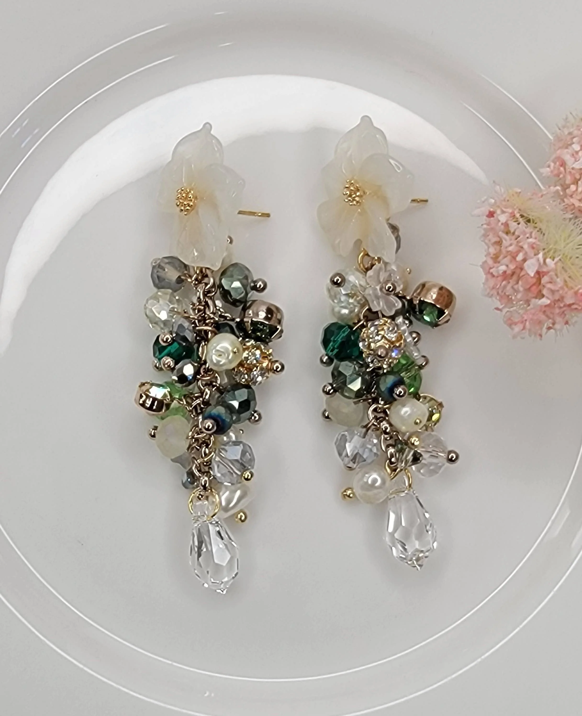 Handmade Dangle Earrings-WHITE FLOWER - Image 21