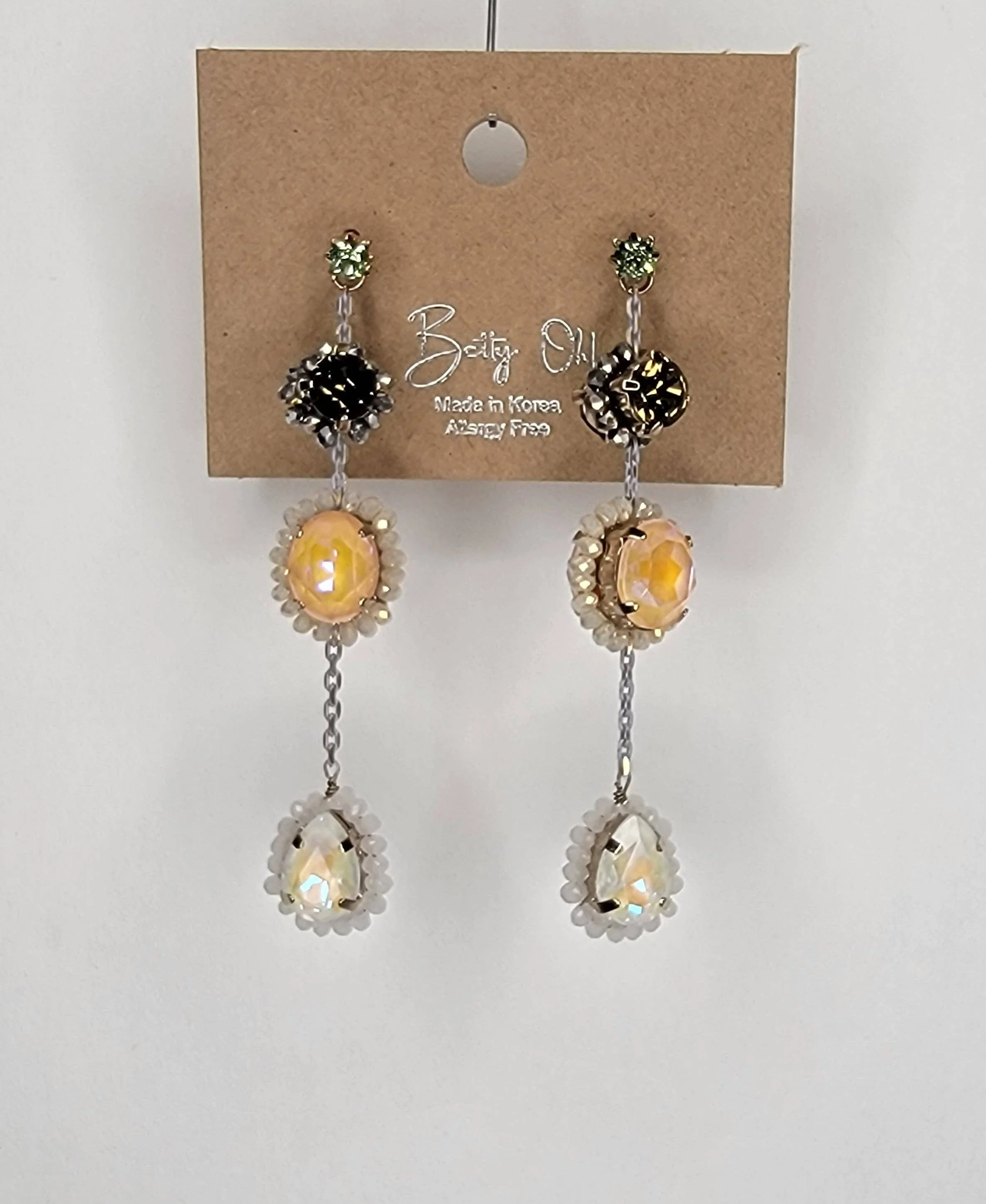 Three Stone Handmade Dangle Post Earrings - Image 5