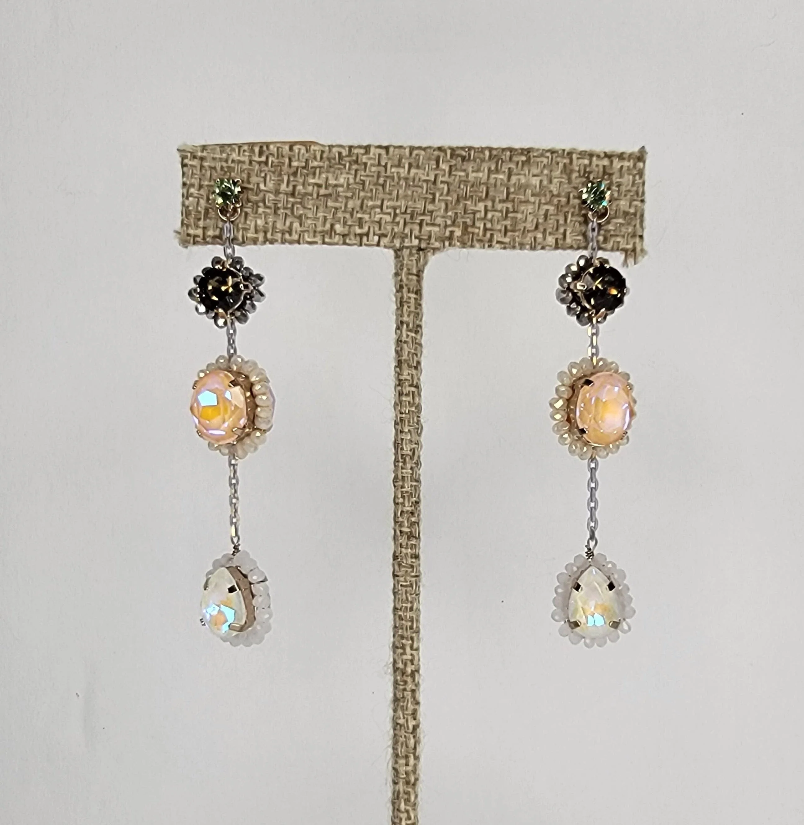 Three Stone Handmade Dangle Post Earrings - Image 6