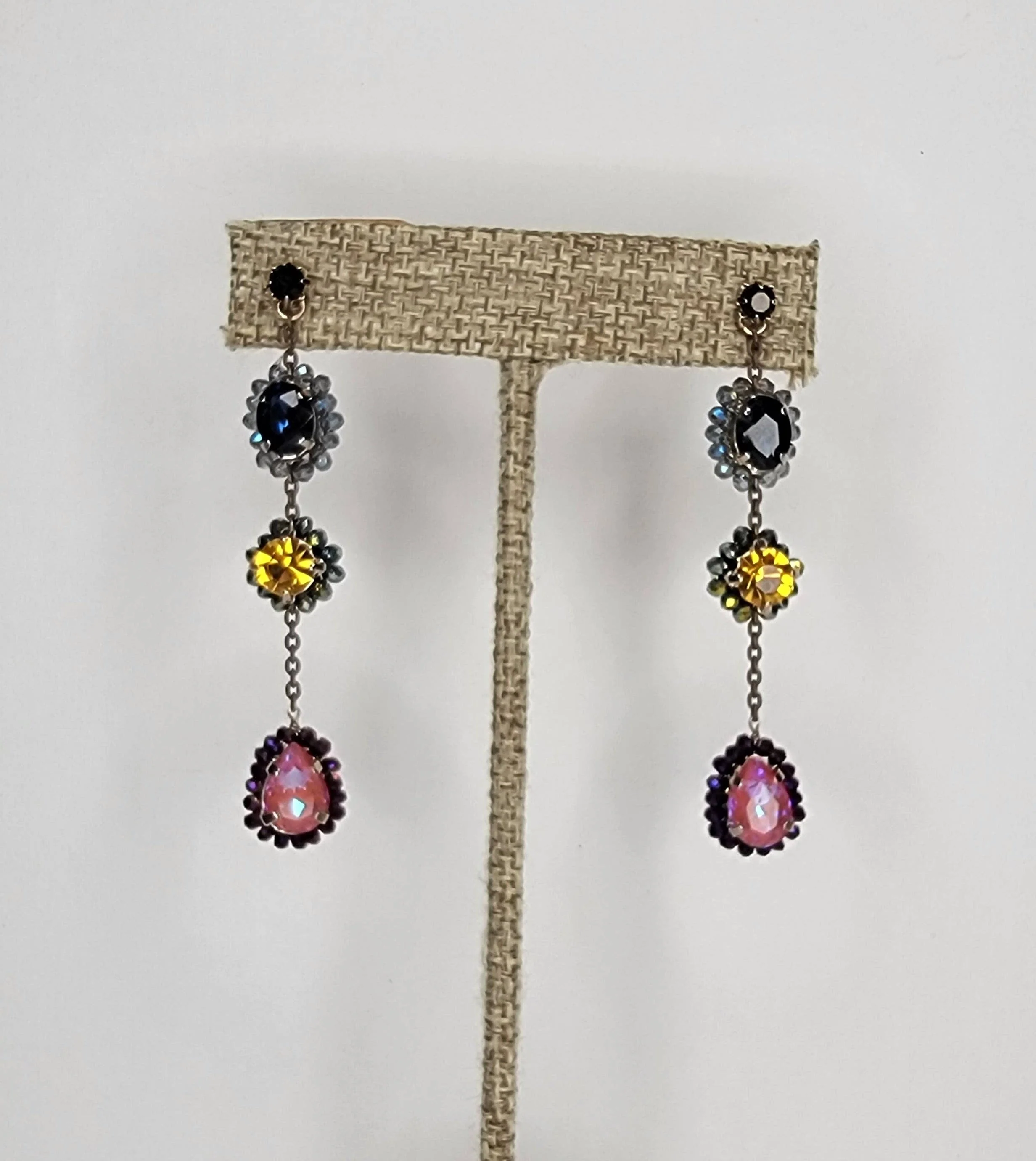 Three Stone Handmade Dangle Post Earrings - Image 9