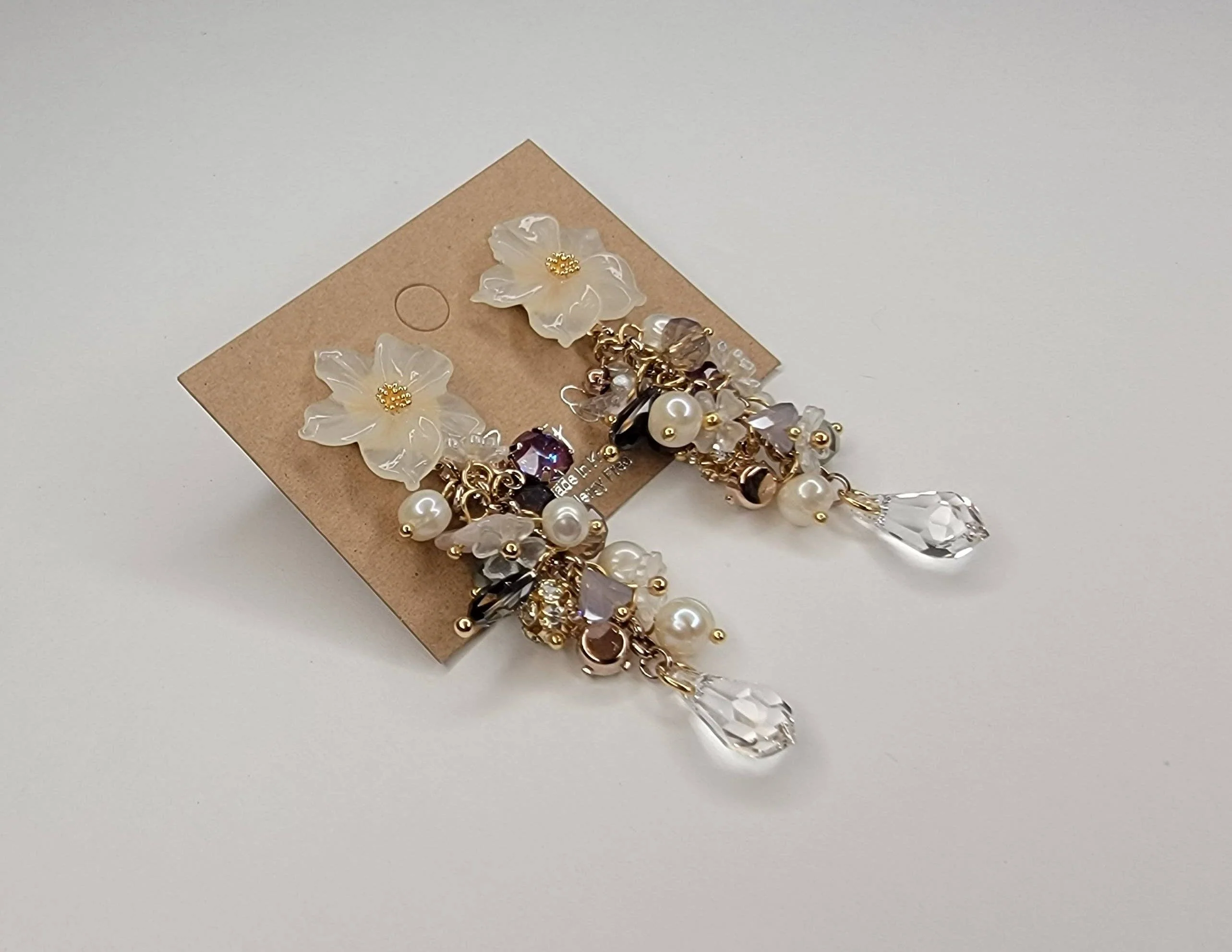 Handmade Dangle Earrings-WHITE FLOWER - Image 9