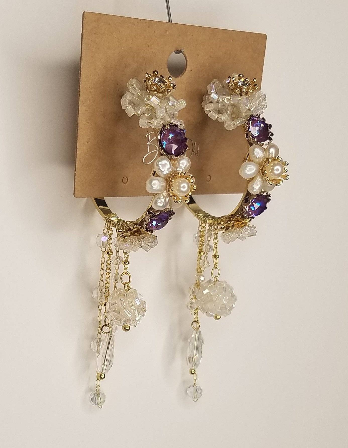 Handmade Fancy Hoop Earrings w/ Swarovski elements - Image 5