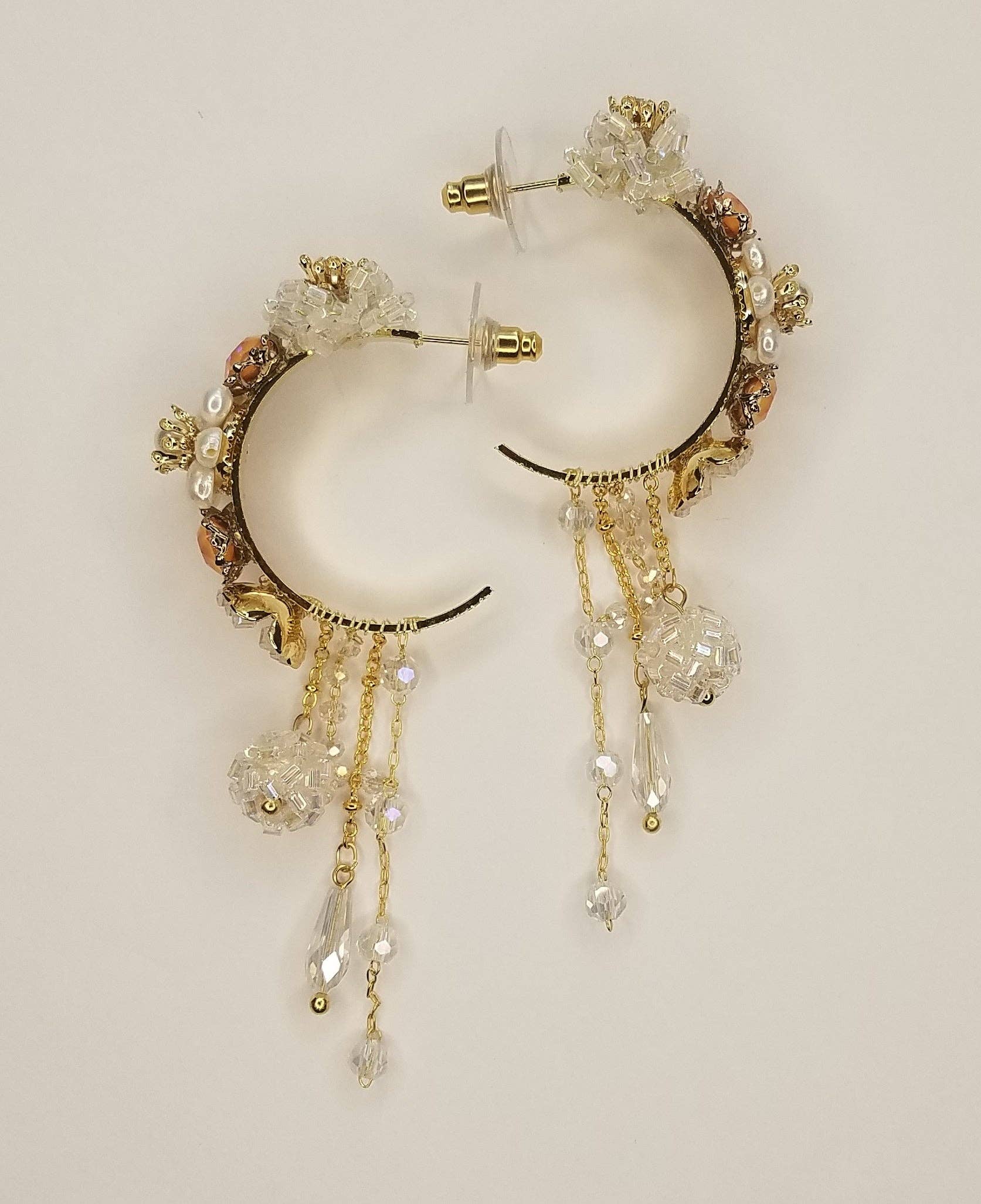 Handmade Fancy Hoop Earrings w/ Swarovski elements - Image 6
