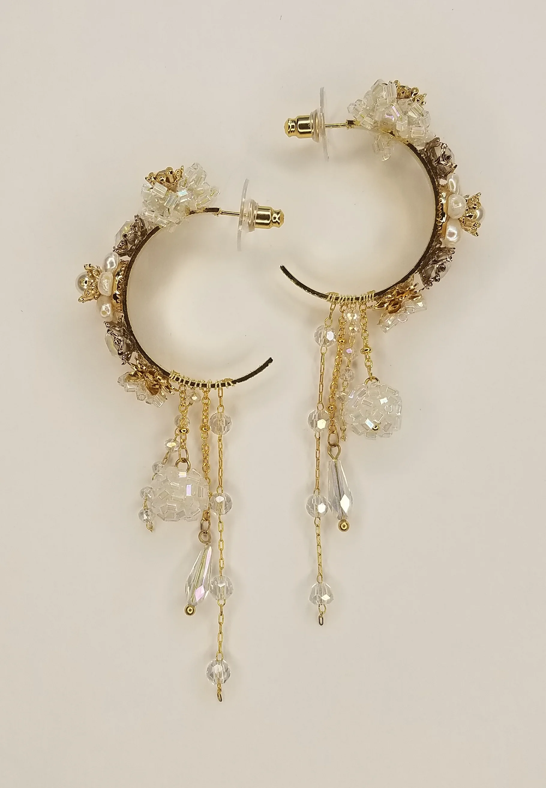 Handmade Fancy Hoop Earrings w/ Swarovski elements - Image 7