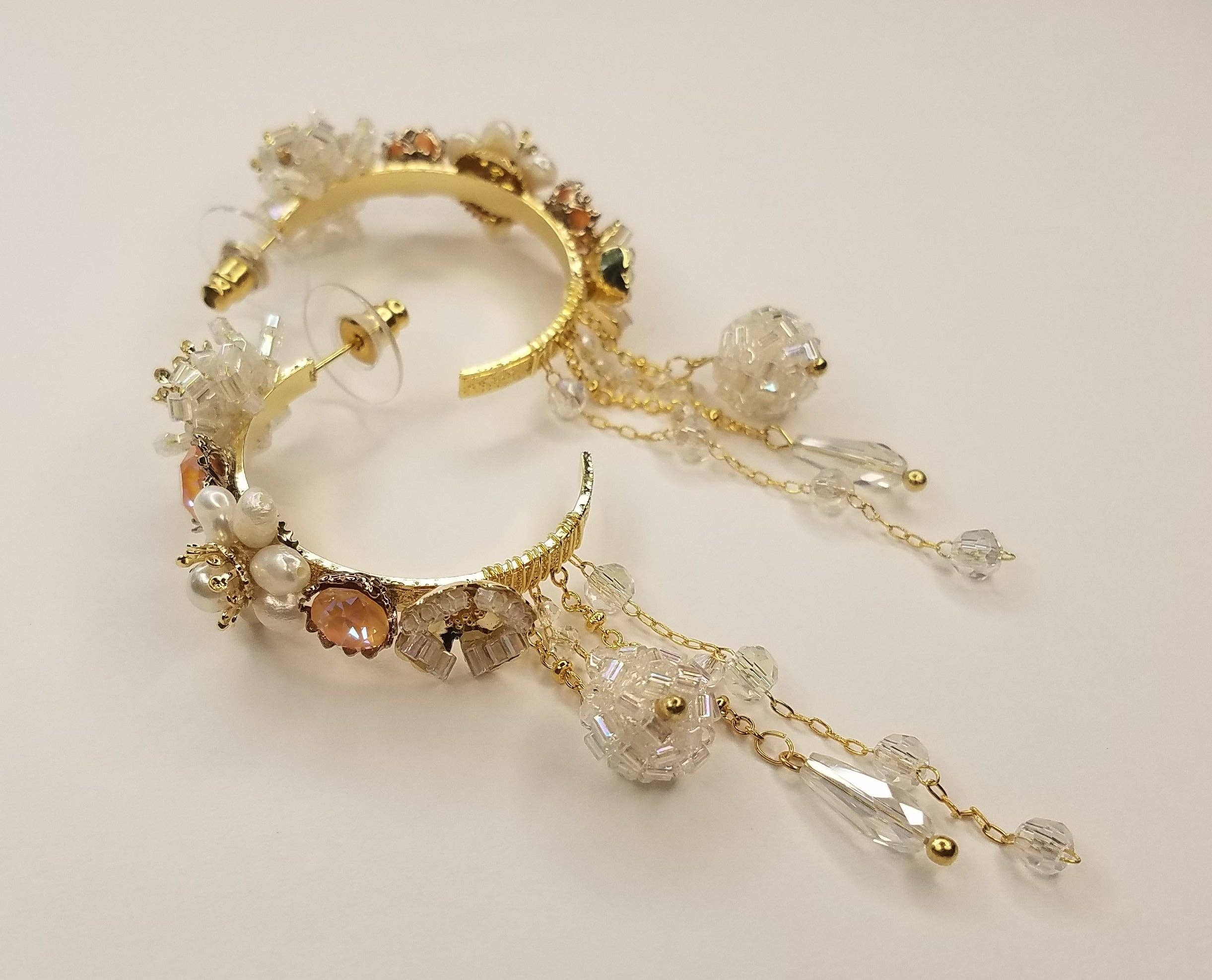 Handmade Fancy Hoop Earrings w/ Swarovski elements - Image 8