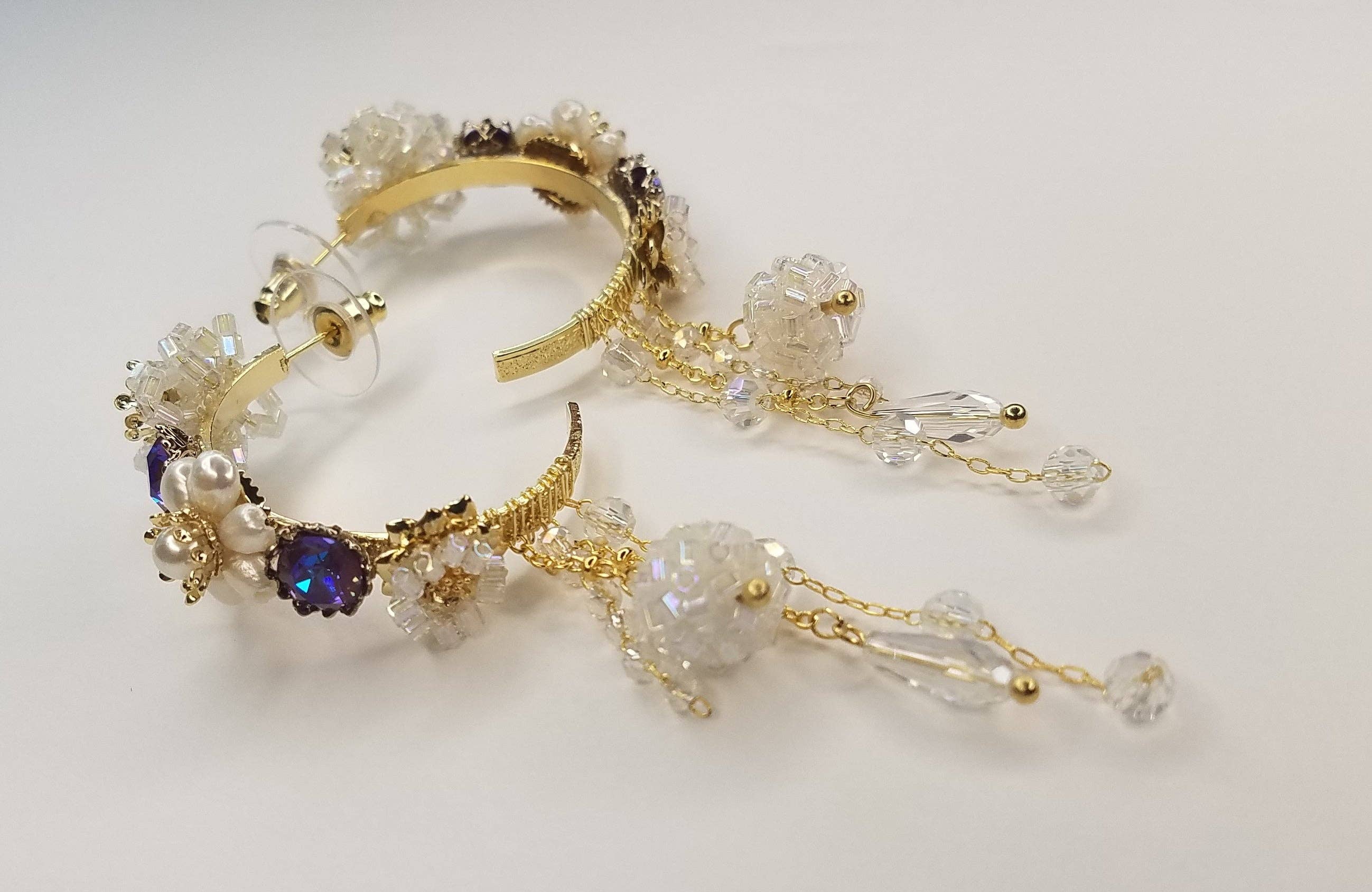 Handmade Fancy Hoop Earrings w/ Swarovski elements - Image 9
