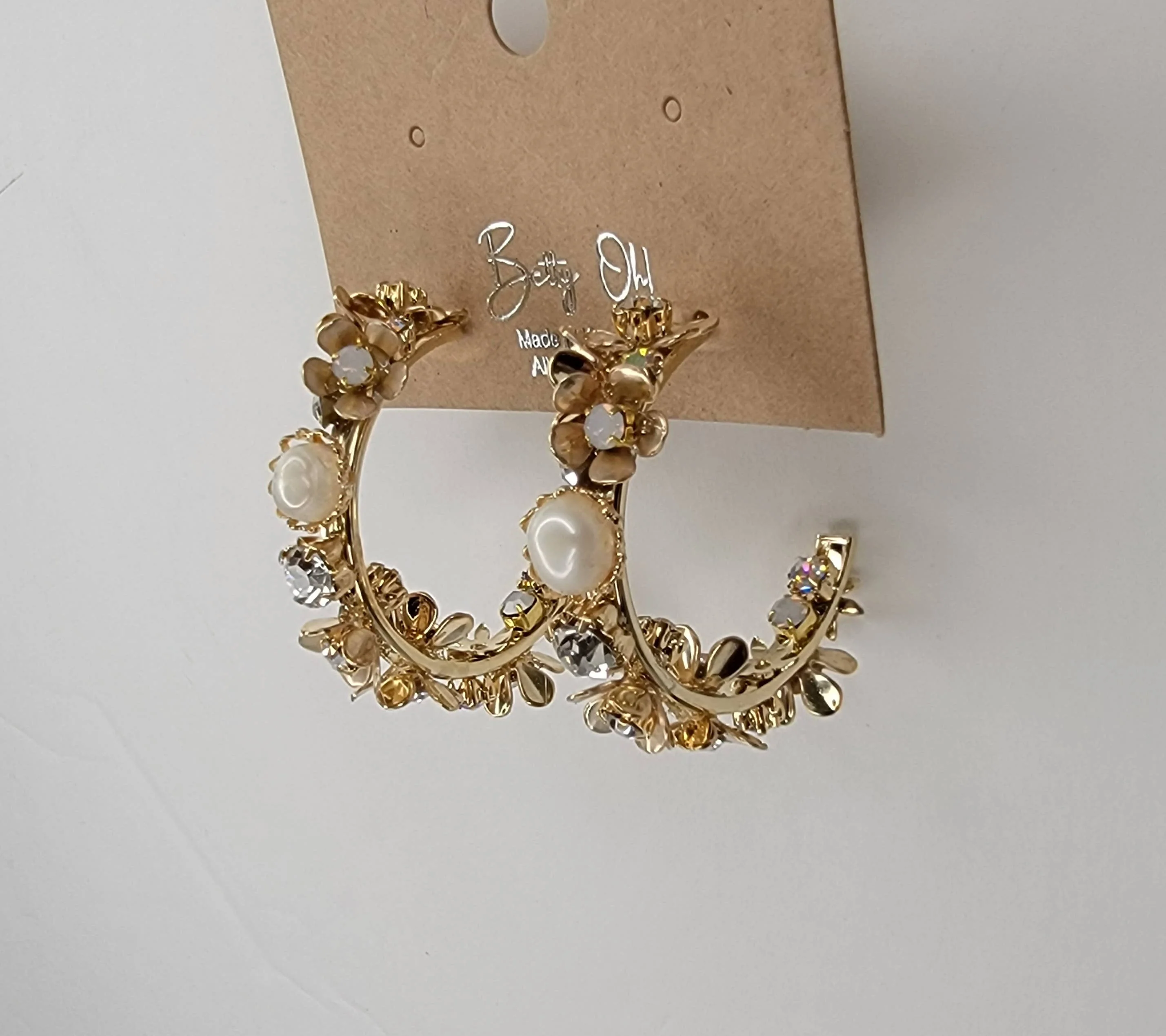 Handmade Flower Hoop Earrings.