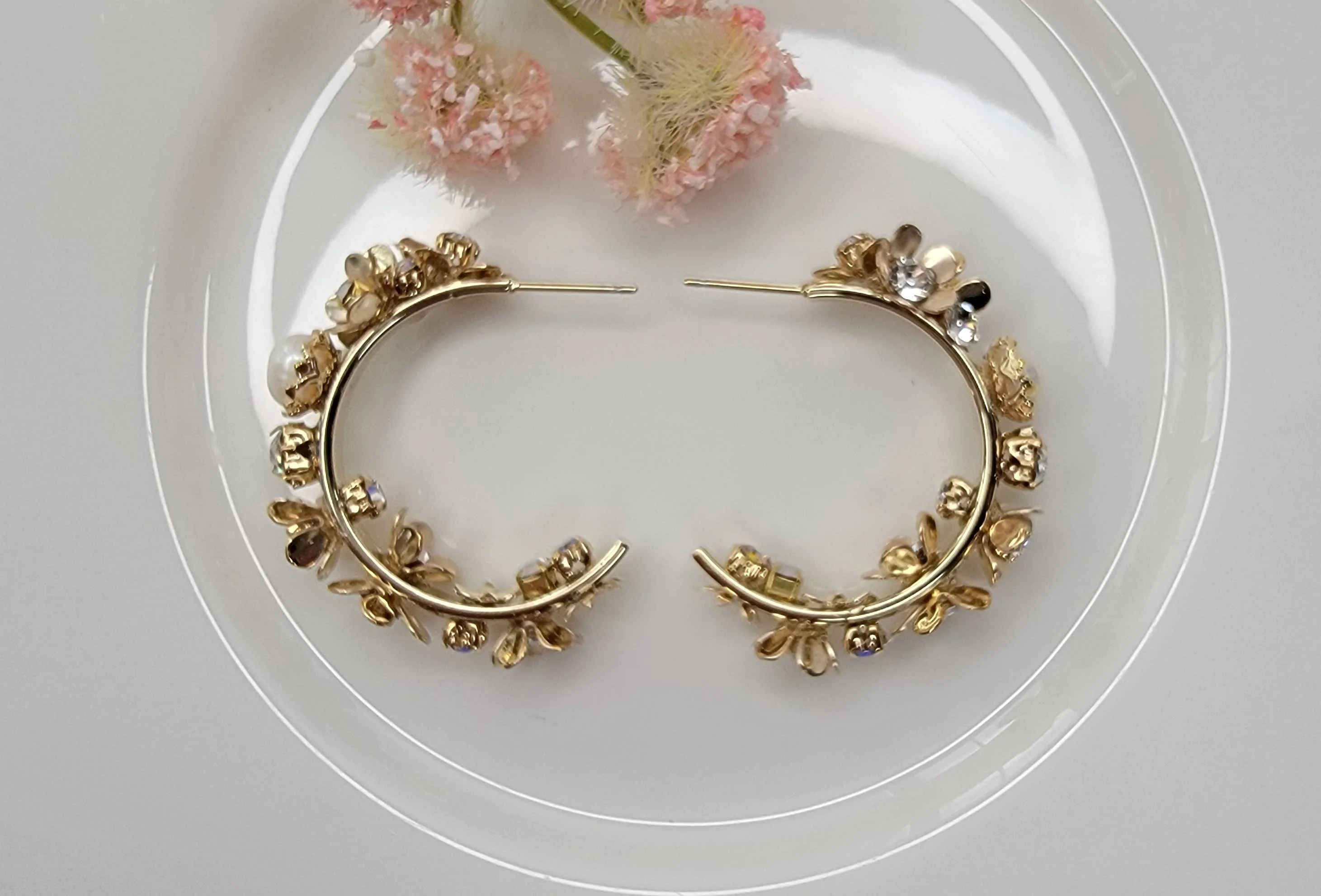 Handmade Flower Hoop Earrings. - Image 4