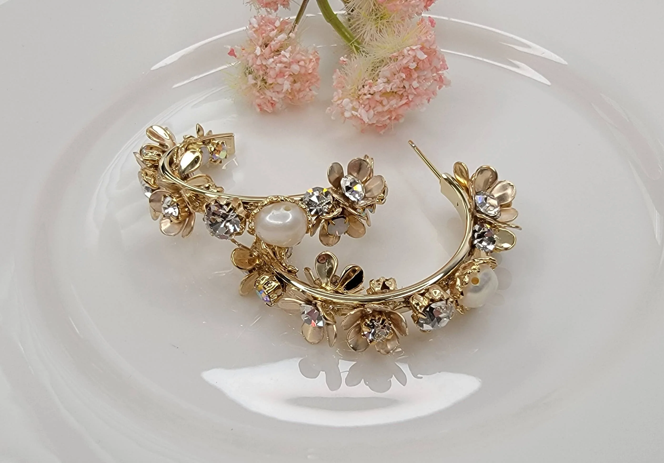 Handmade Flower Hoop Earrings. - Image 5