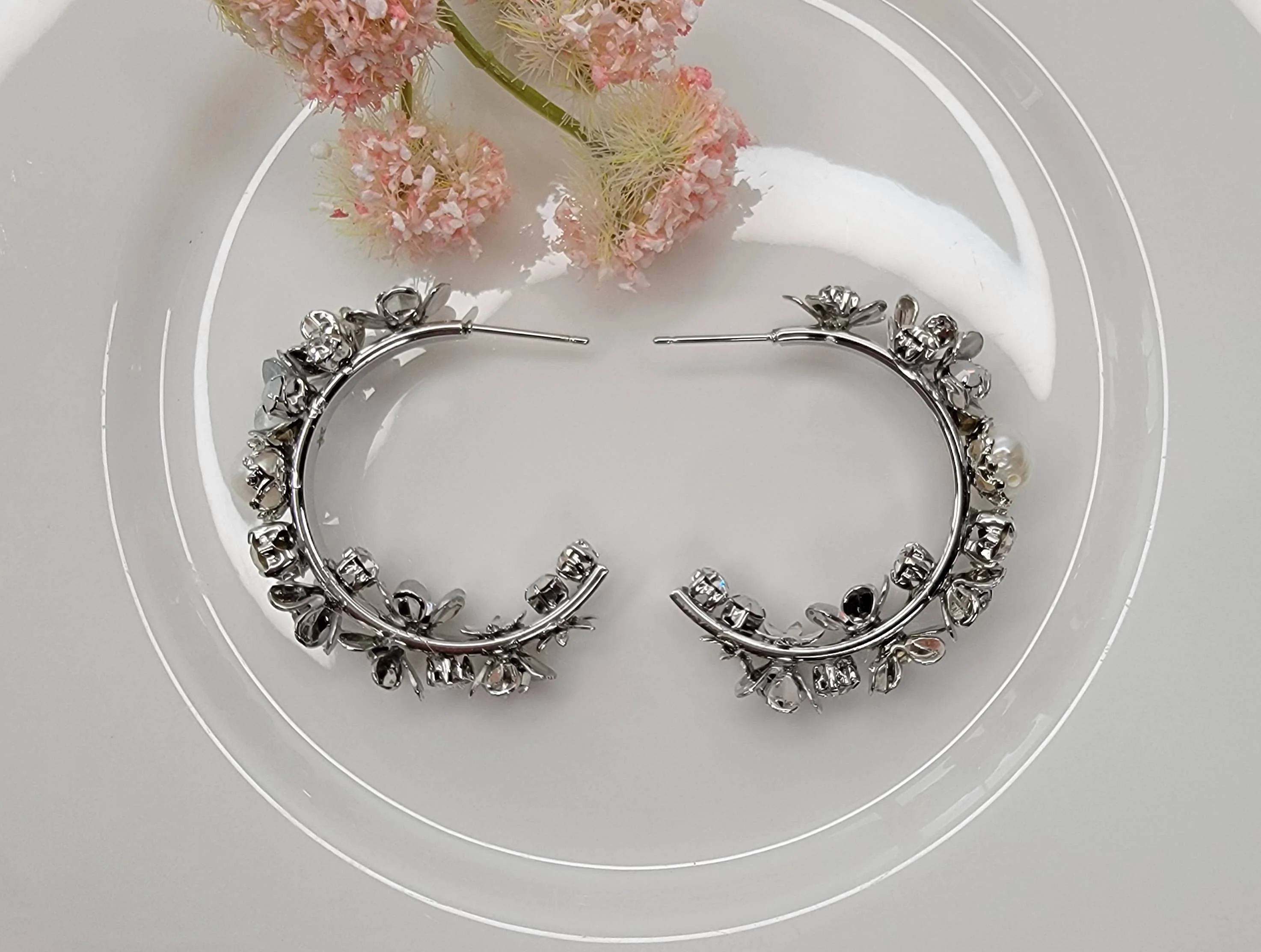 Handmade Flower Hoop Earrings. - Image 8