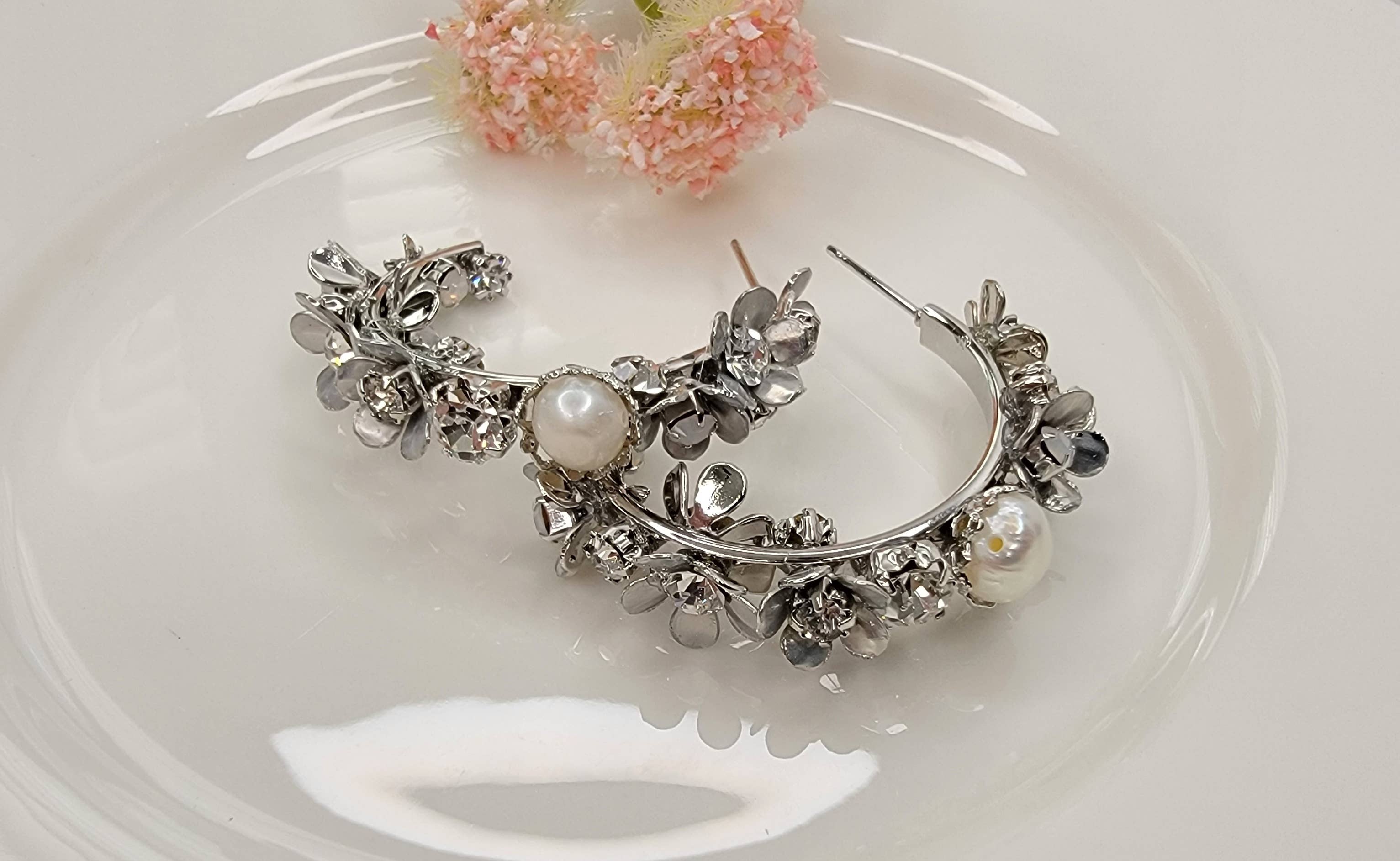 Handmade Flower Hoop Earrings. - Image 9