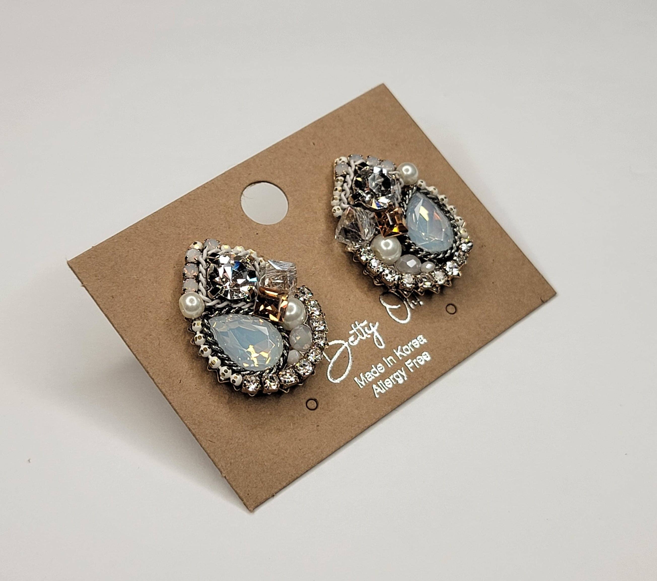 Handmade Post Earring-Pearl and White - Image 3