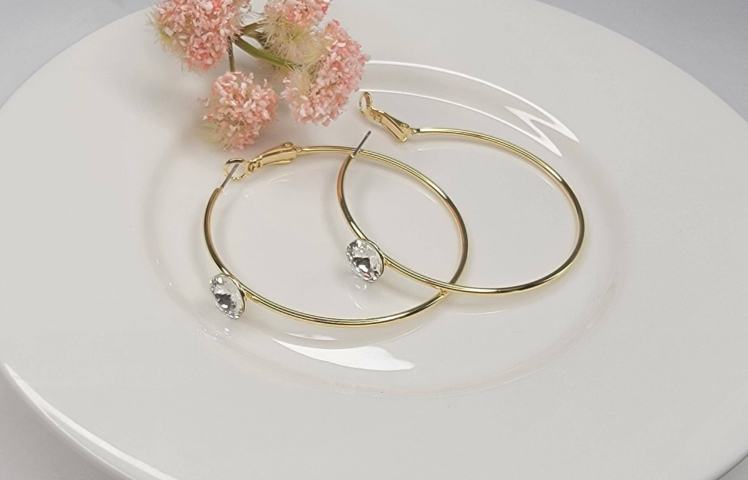 Single Stone Hoop Earring - Image 3
