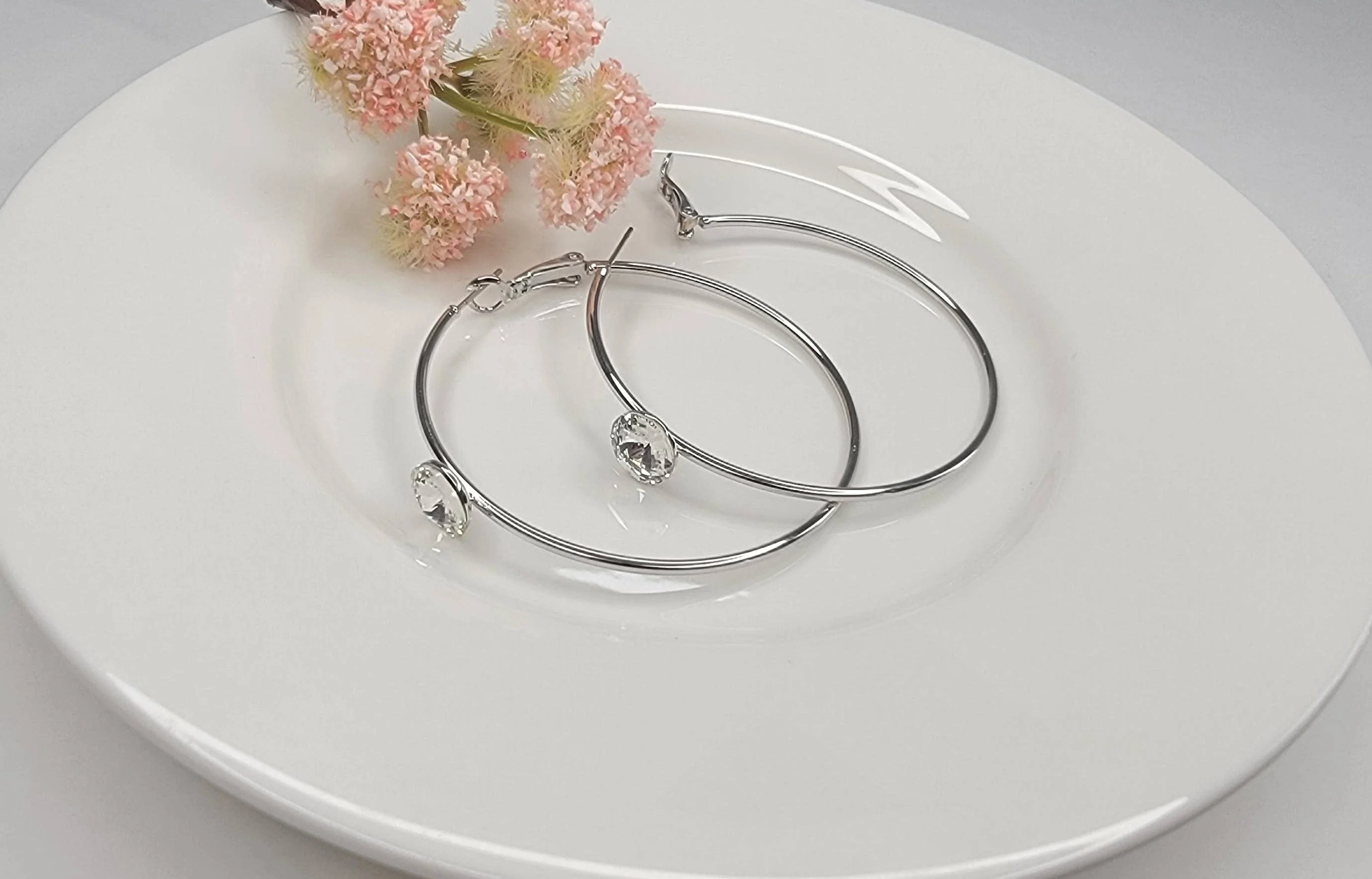 Single Stone Hoop Earring - Image 4