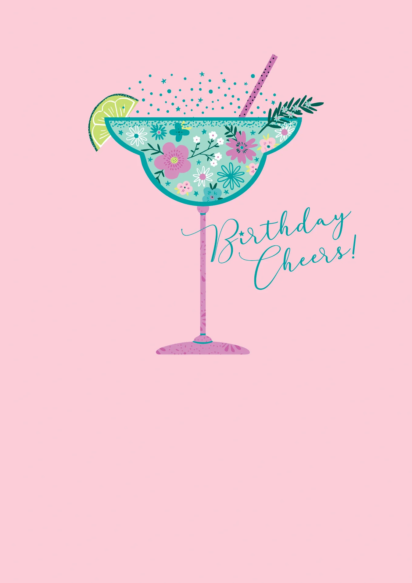 Floral Cocktail Cheers Greeting Card