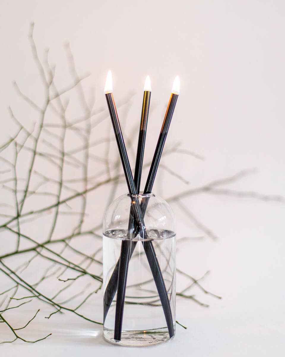 Black Everlasting Candles – Reusable Steel Oil Candlesticks - Image 3