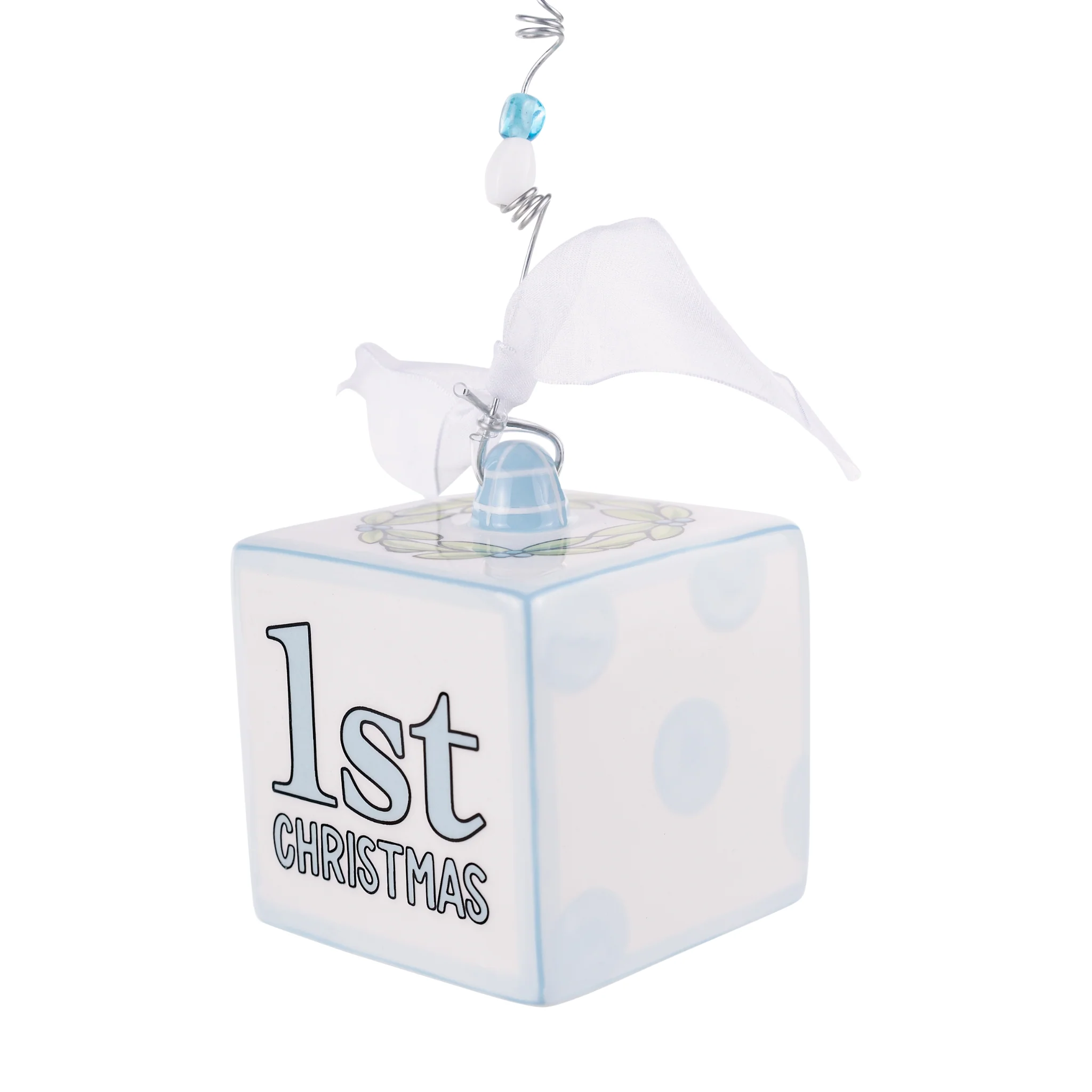 Blue Baby's 1st Christmas Block Ornament