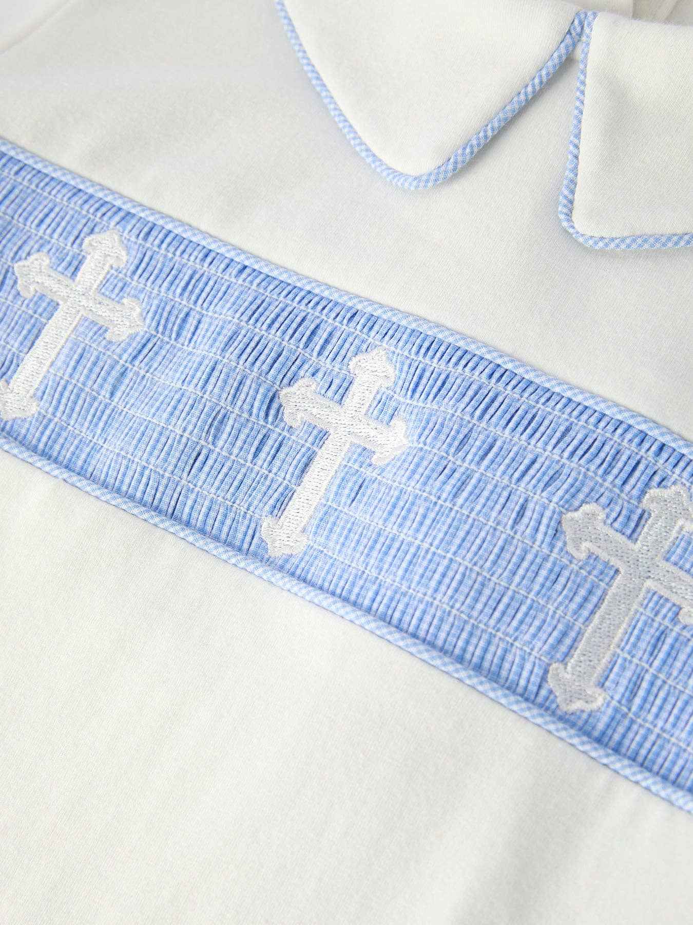 Blue Smocked Church Christ Bishop Christening Toddler Set: 2 - Image 4