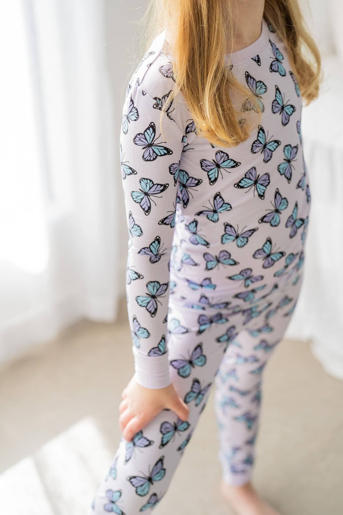 Boosh Baby - Purple Butterflies | Two-Piece Kids Bamboo Pajama Set - Image 2