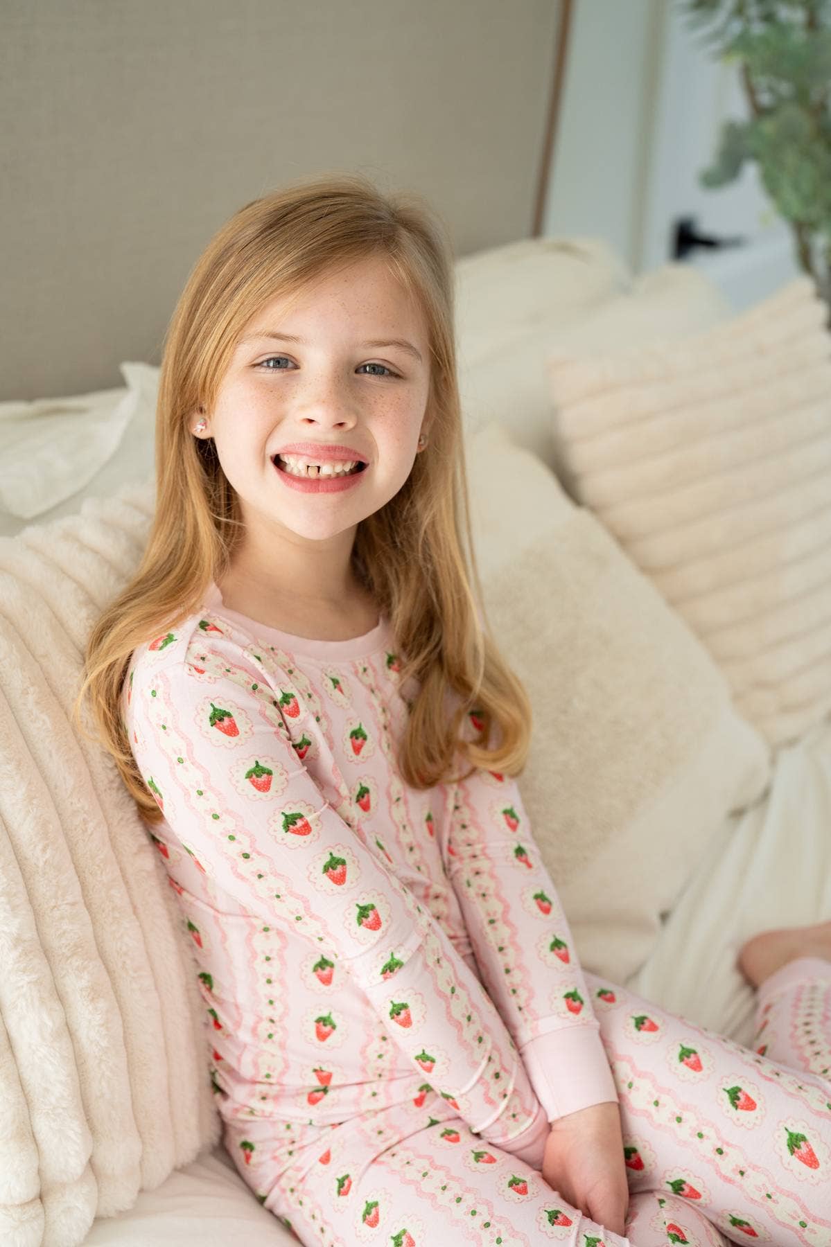 Strawberry Stripe | Two-Piece Kids Bamboo Pajama Set - Image 4