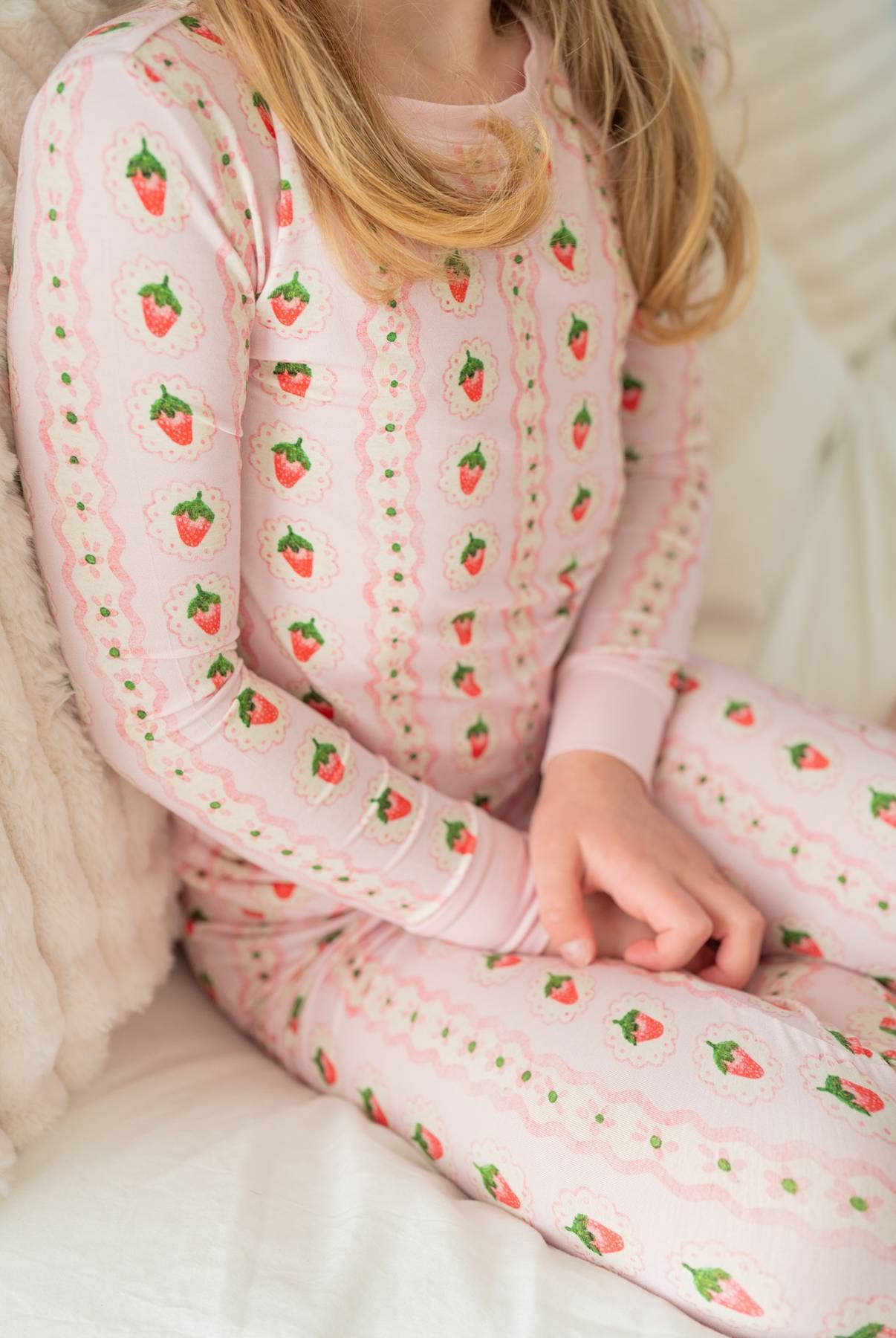 Strawberry Stripe | Two-Piece Kids Bamboo Pajama Set - Image 8