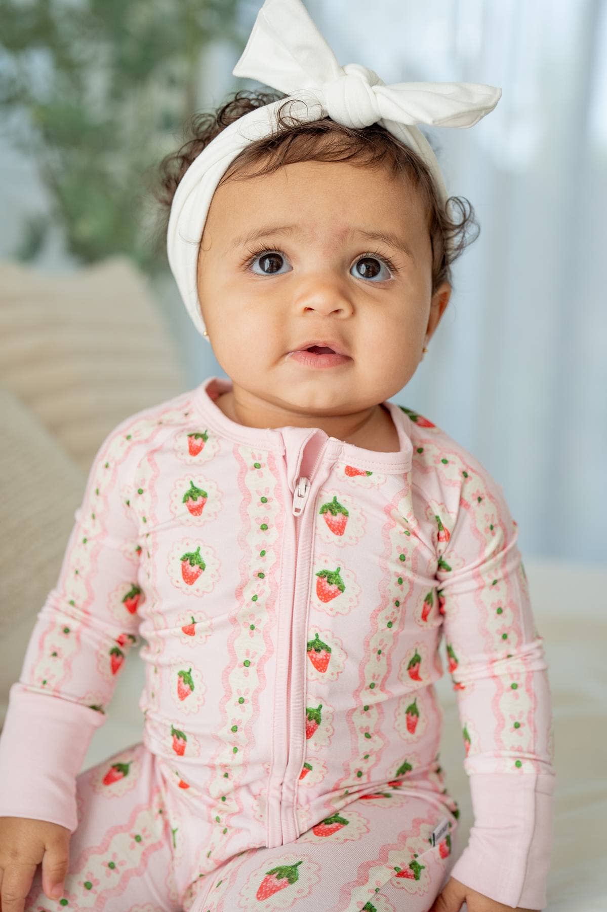 Strawberry Stripe Zippy | Kids Convertible Zip-Up Romper PJ