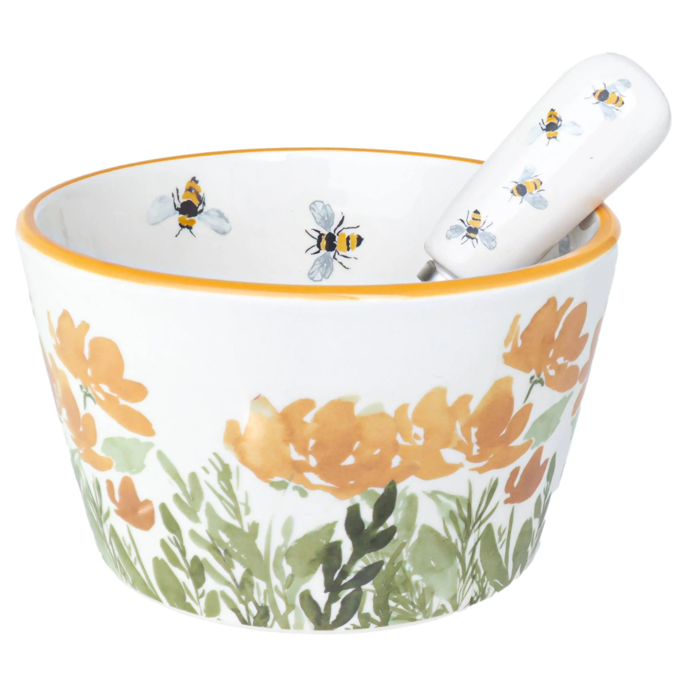 Bee Field Ceramic Bowl & Spreader (2 pc)