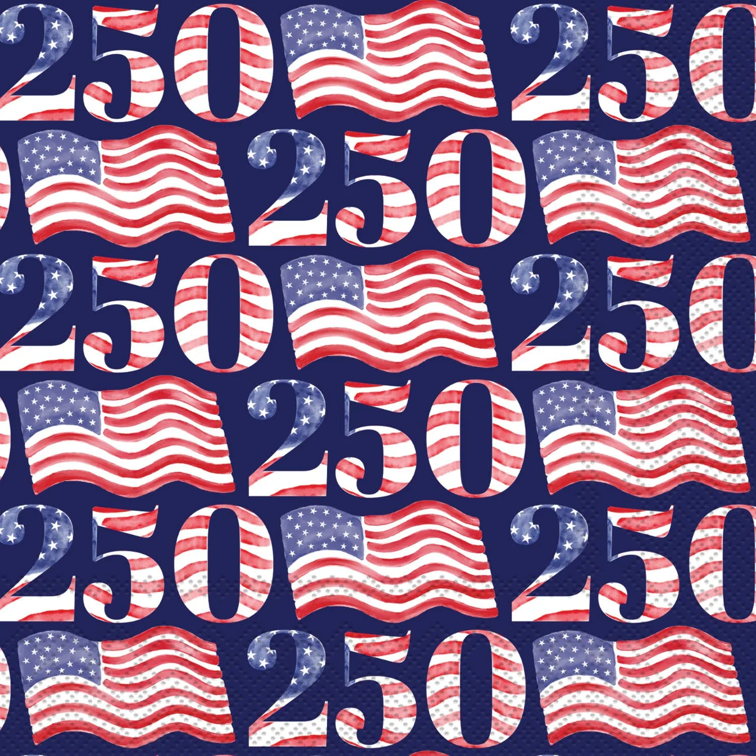 Paper Cocktail Napkin 20Ct USA 250 Flags Semi quincentennial