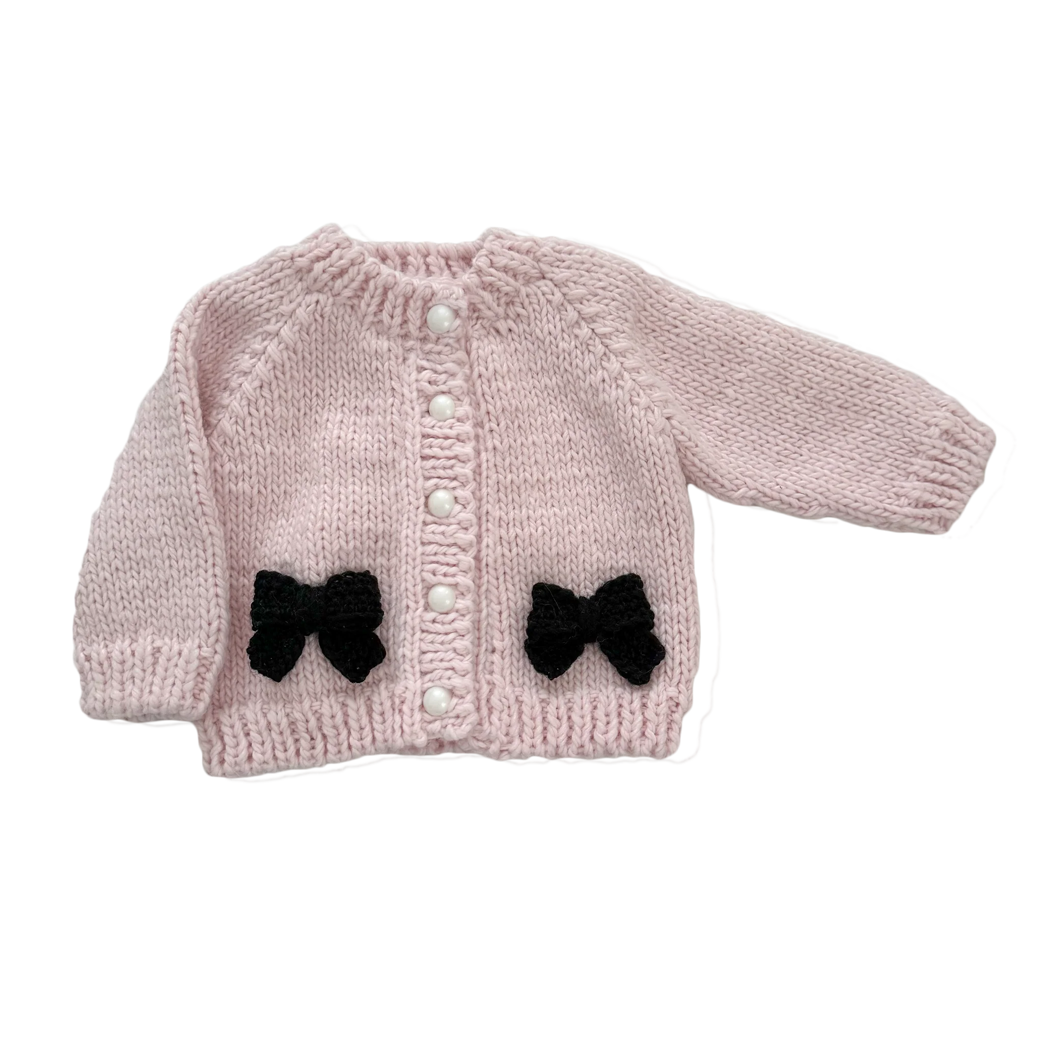 Bow Cardigan, Baby Pink/Black | Kids Sweater