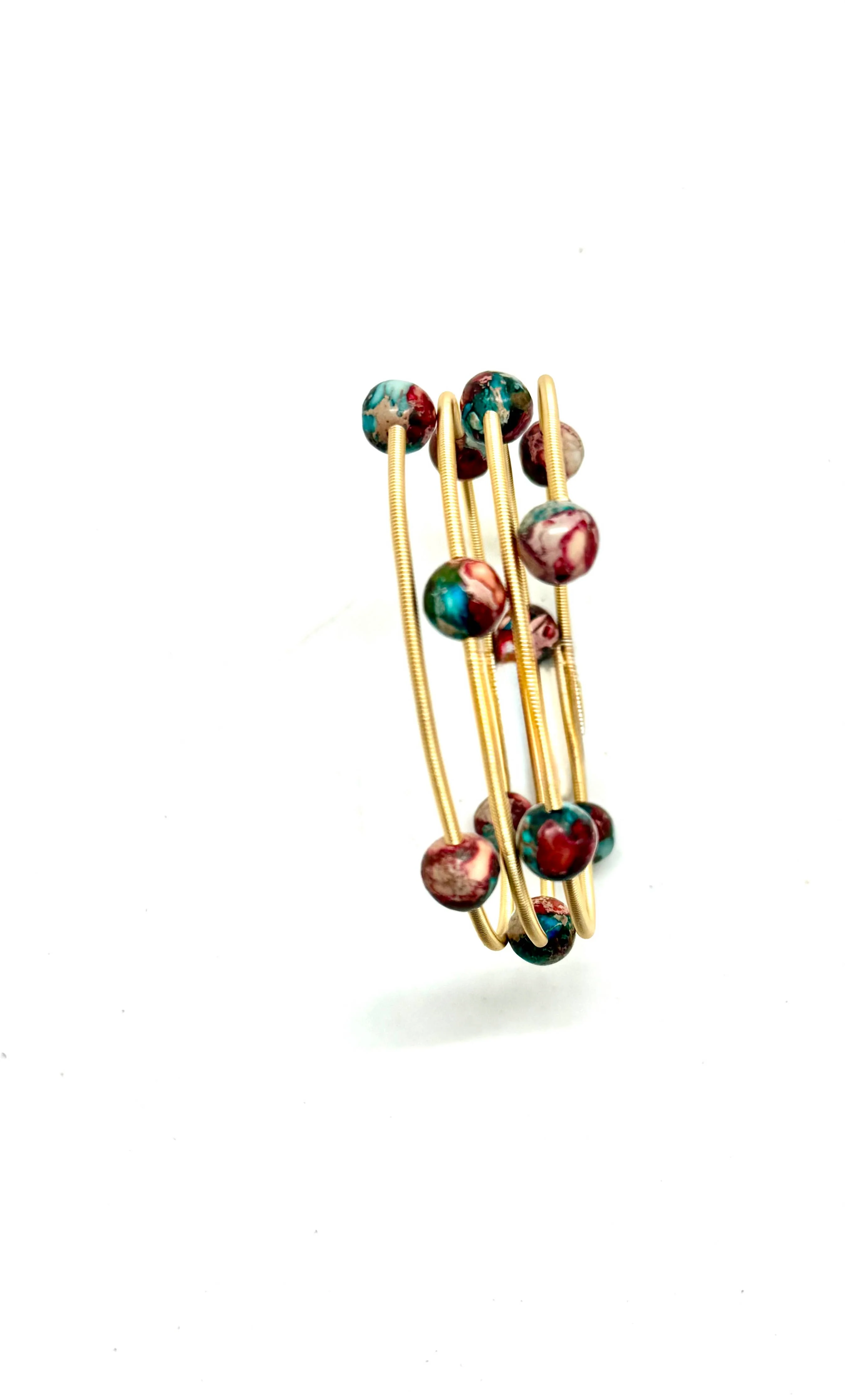 Bracelet 14KGoldPlated Wire w/8mm Imperial Jasper 24” - Image 2