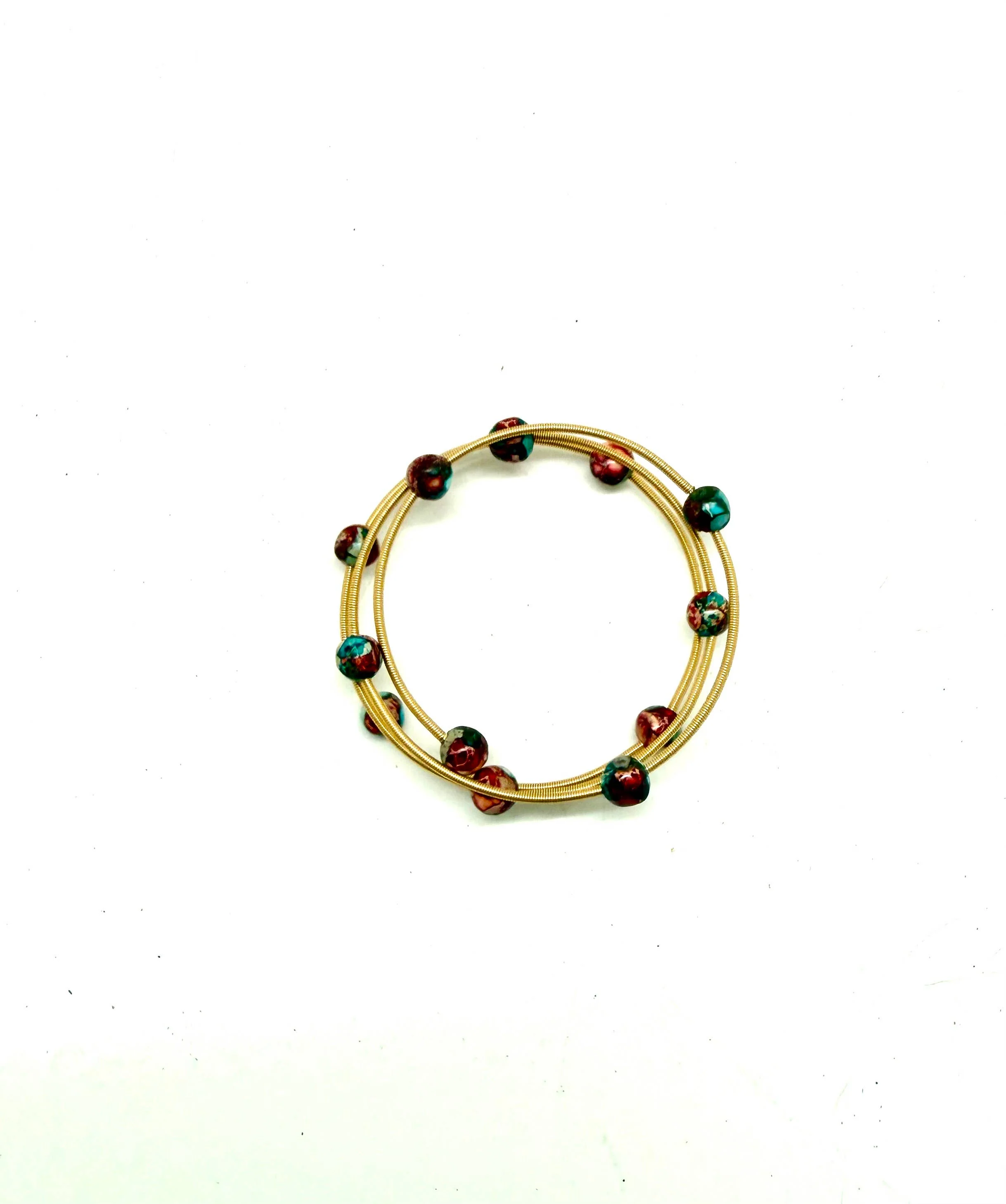 Bracelet 14KGoldPlated Wire w/8mm Imperial Jasper 24” - Image 4