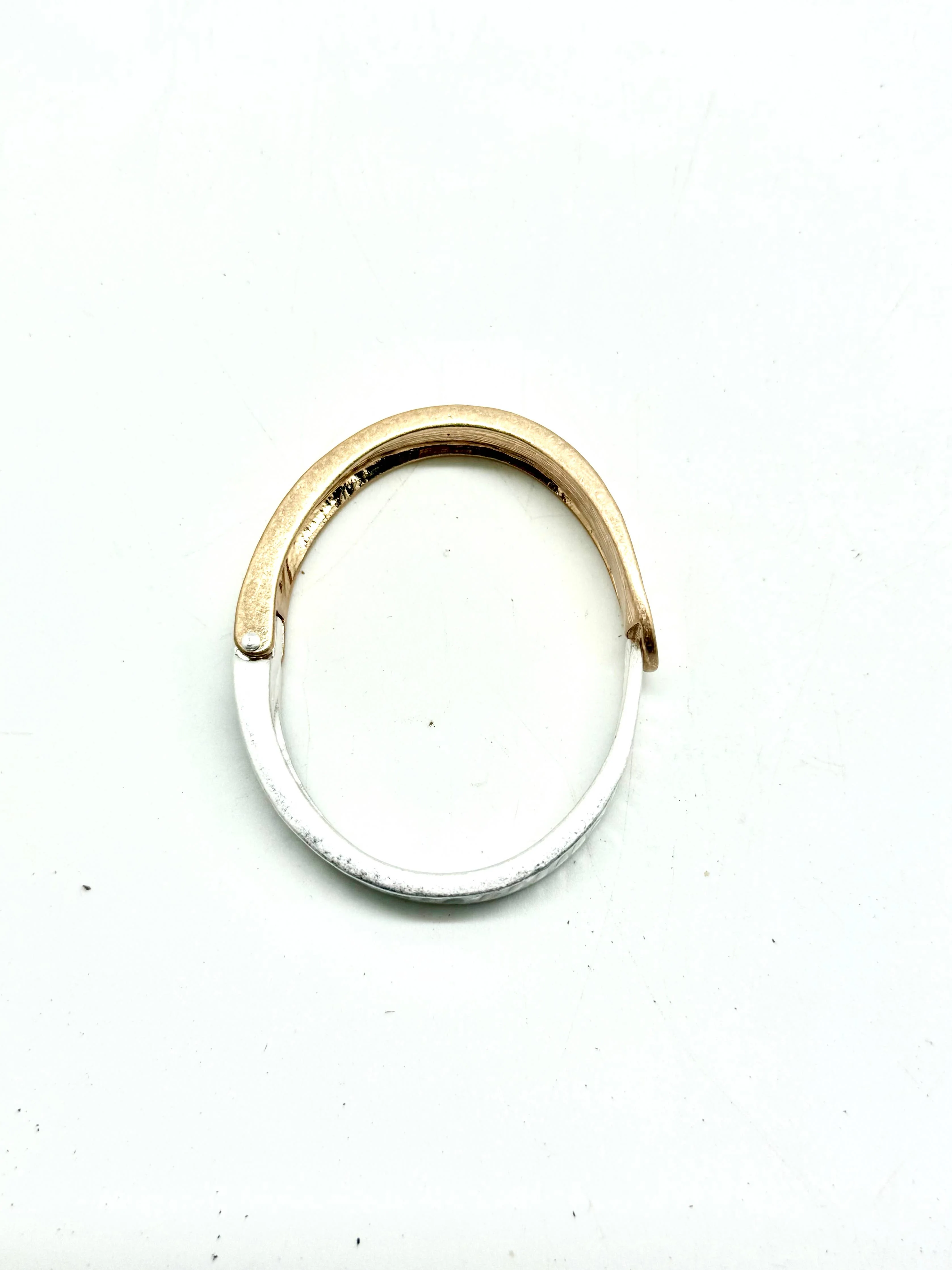 Bracelet Cuff w/Spring Matte Multi Metal Hammered 7” - Image 2