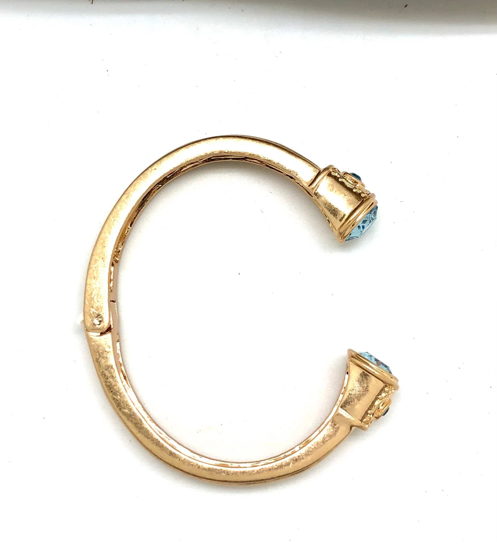 Bracelet Cuff w/Spring with Bezel Blue Sky Glass 7-8” - Image 3