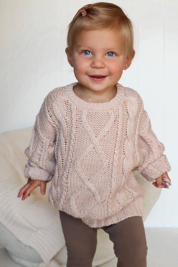 Classic Chunky Cable Knit Sweater | Hazelnut - Image 2