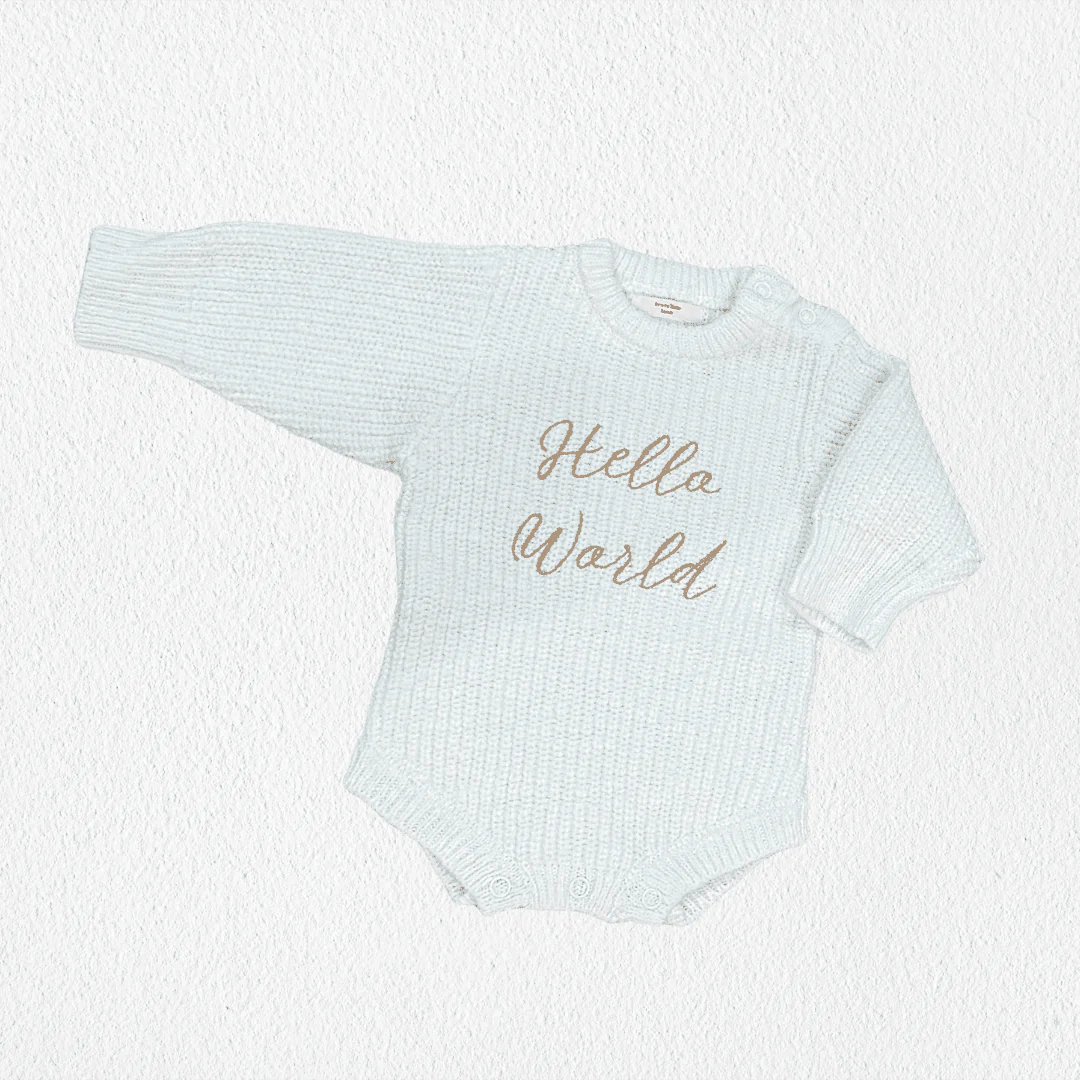 'Hello World' Announcement Romper | Textured Cloud - Image 6