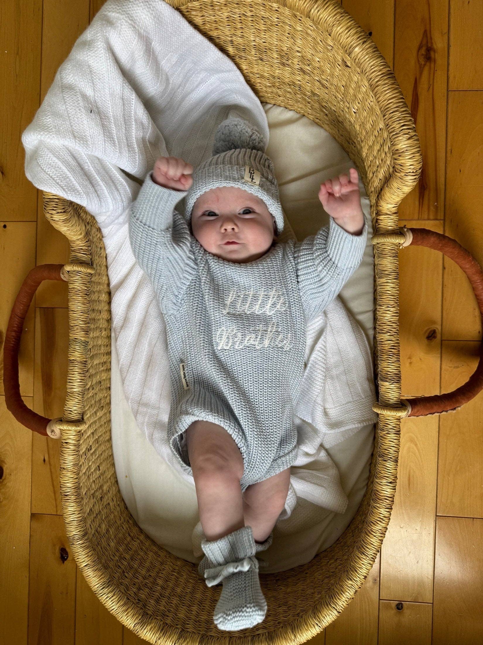 'Little Brother' Announcement Romper | Sky - Image 5