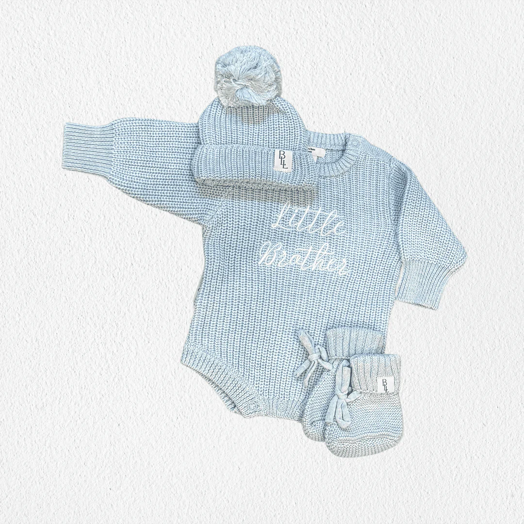 'Little Brother' Announcement Romper | Sky - Image 6