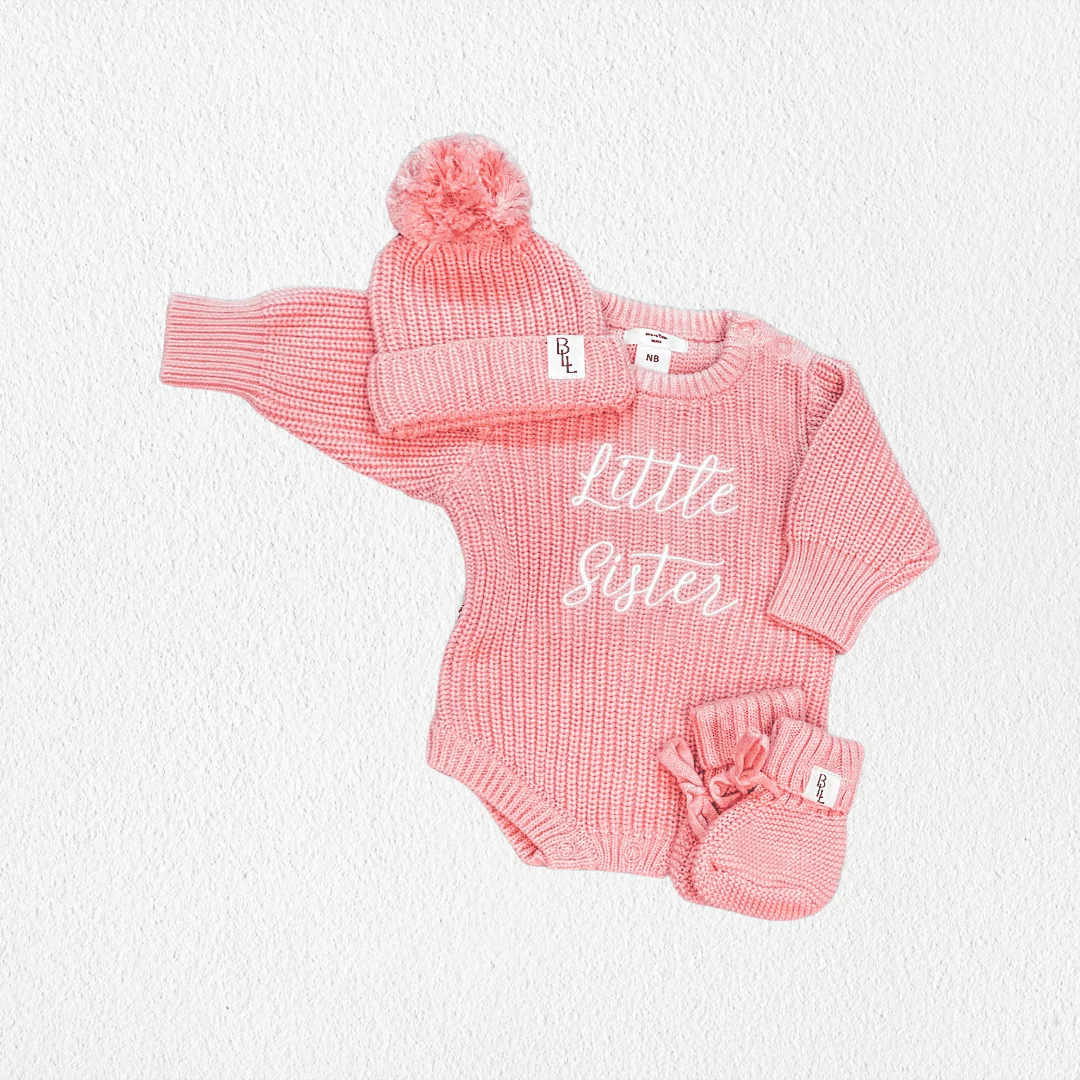 'Little Sister' Announcement Romper | Peony - Image 10