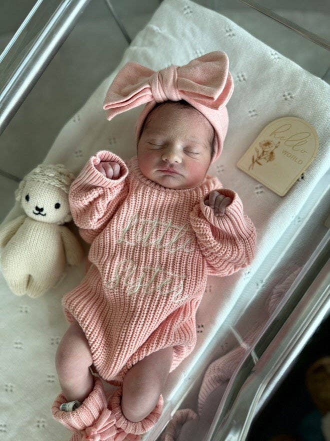 'Little Sister' Announcement Romper | Peony - Image 7