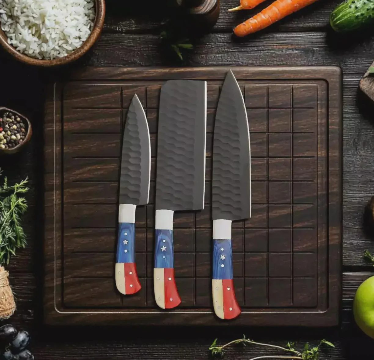 5 Pcs Chef Knife Set - American US Flag - Image 2